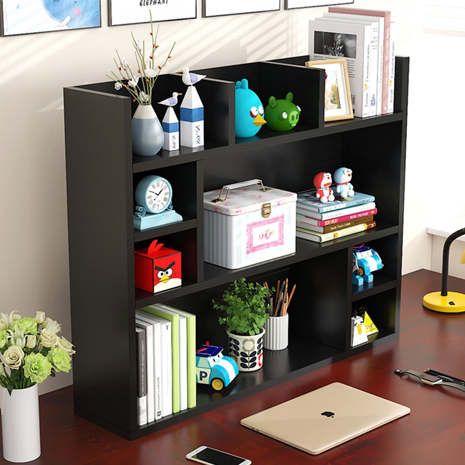 Amazon.co.jp: 無垢材の多層デスクトップブックシェルフ - 学生用