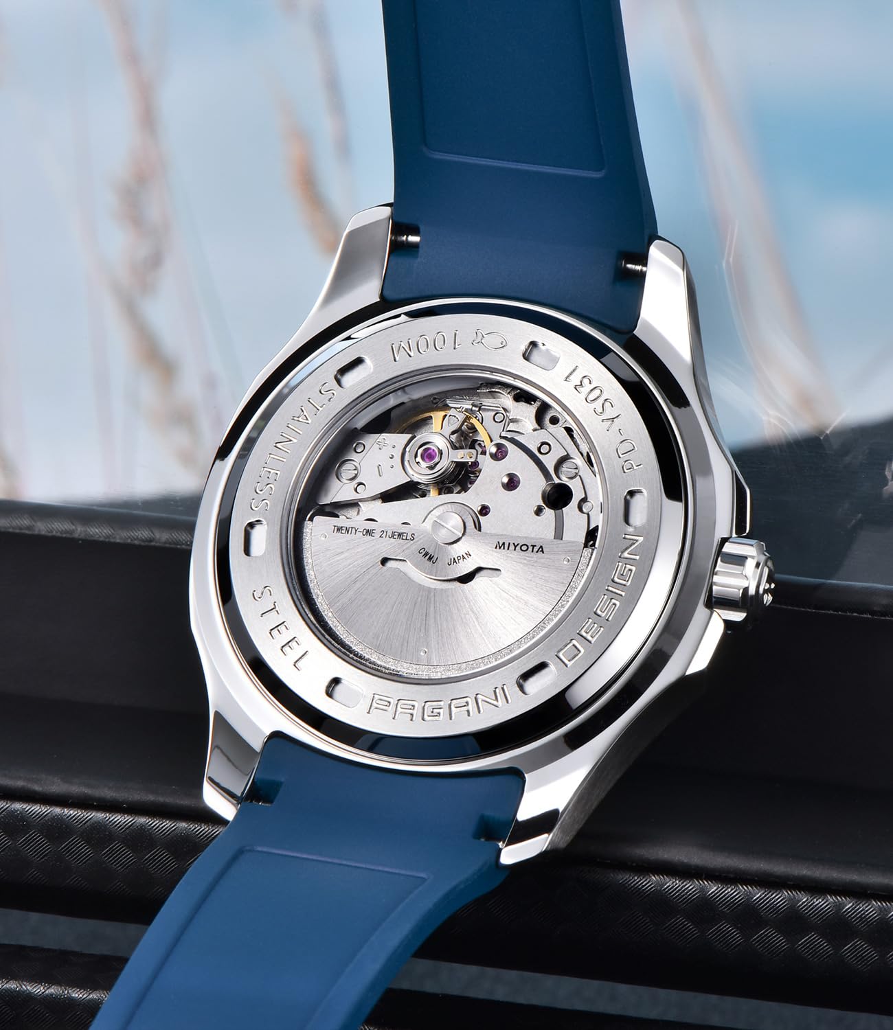 LACZ DENTON PD-YS031 Orologio Automatico da Uomo Miyota 8215 Movimento Meccanico 41mm Acciaio Inox Orologi Analogici da Polso per Uomo, Vetro Sintetico Zaffiro Quadrante, 100M Impermeabile