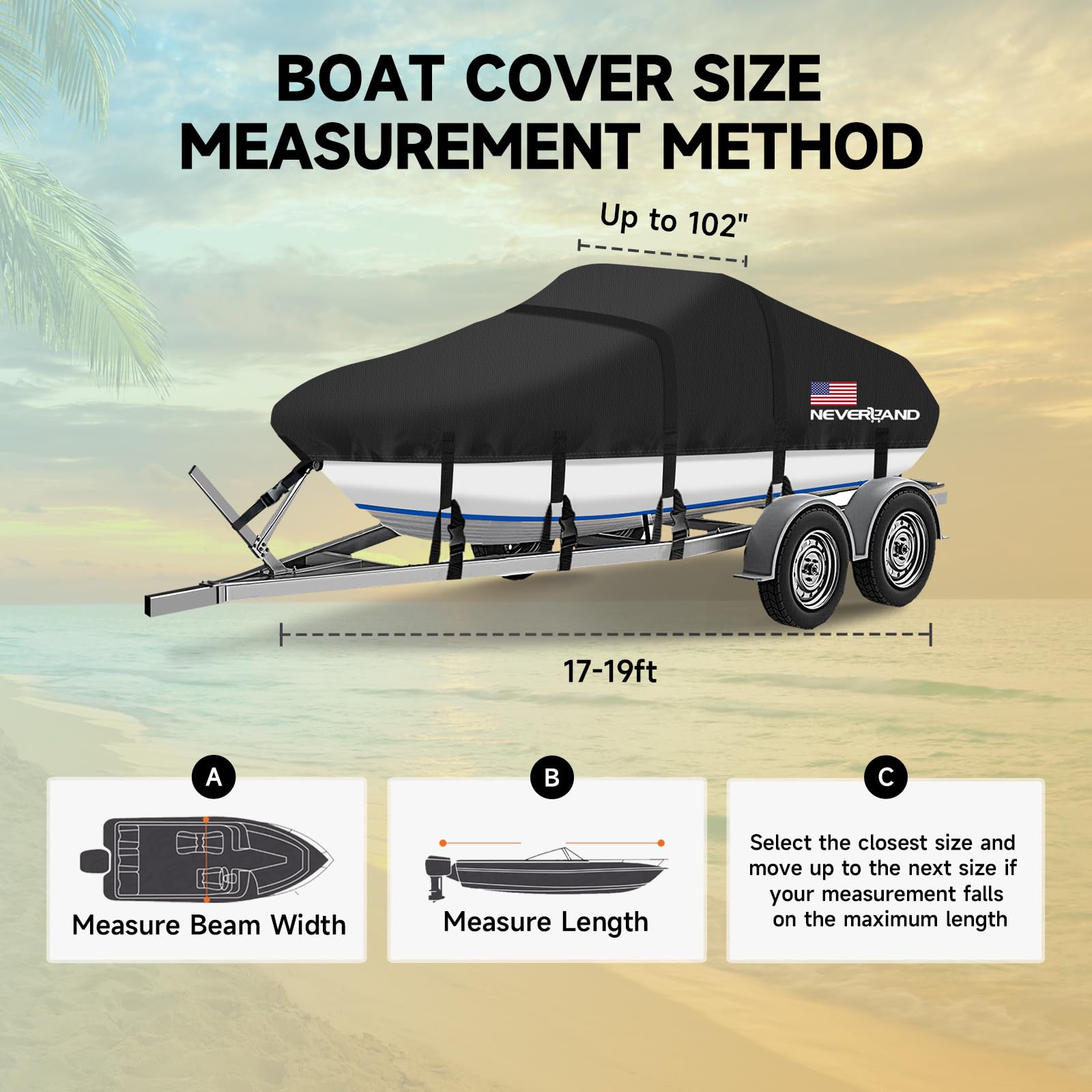 Boat Cover 17-19 Ft 600D Waterproof Boat Covers Fits Bass, V-Hull - View #9