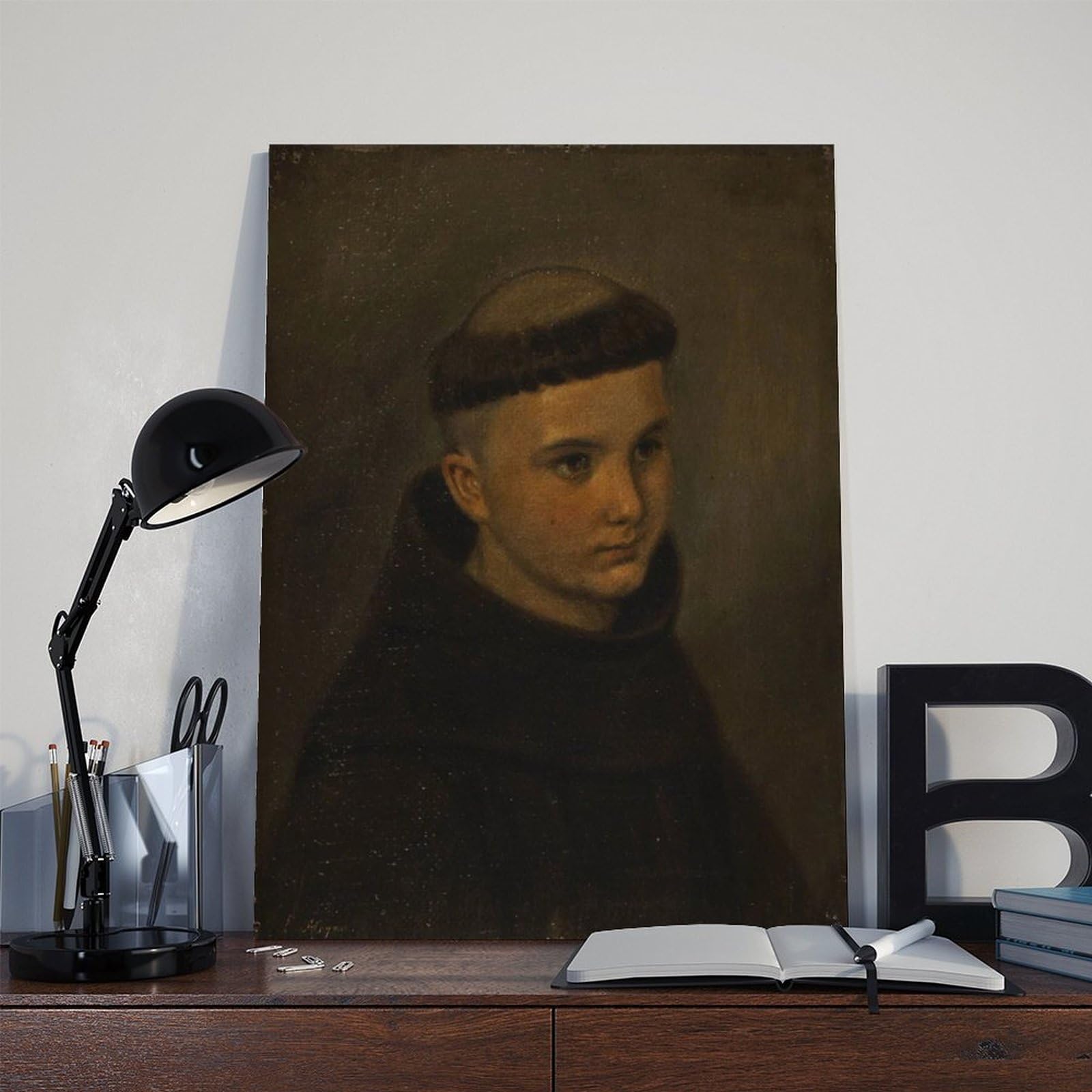 Ernst Meyer Leinwandposter, halblang, Portrait eines jungen Franziskaners, Wandkunst, Schlafzimmer, Büro, Küche, Dekoration, Geschenke, 50 x 75 cm