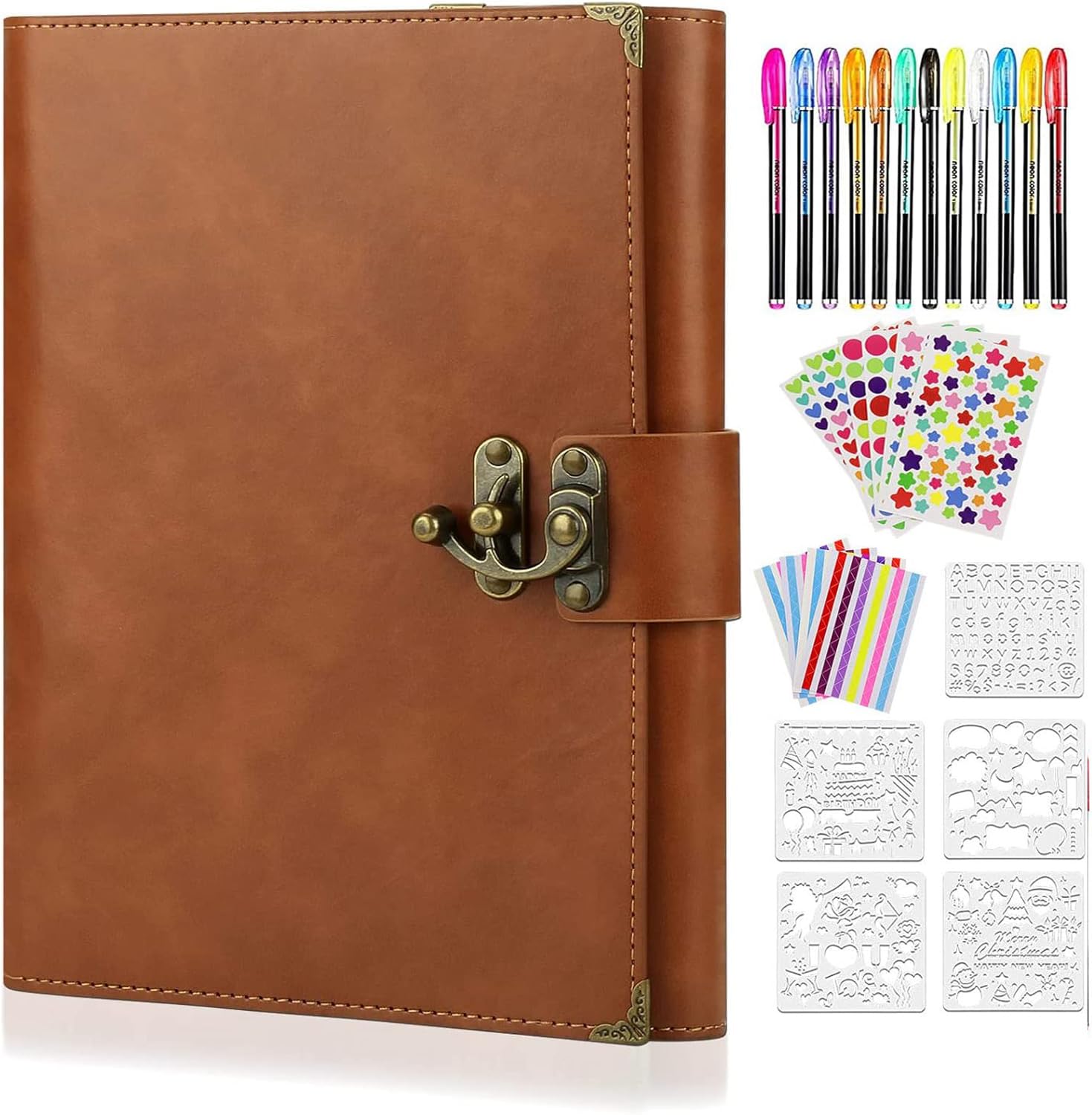 ZEEYUAN Journal Scrapbook Photo Album PU Leather Scrap Book Mothers's Day Gift for Mom Valentines Couples Gift Vintage Family Scrapbook Memory Couples Photo Book 60 Pages