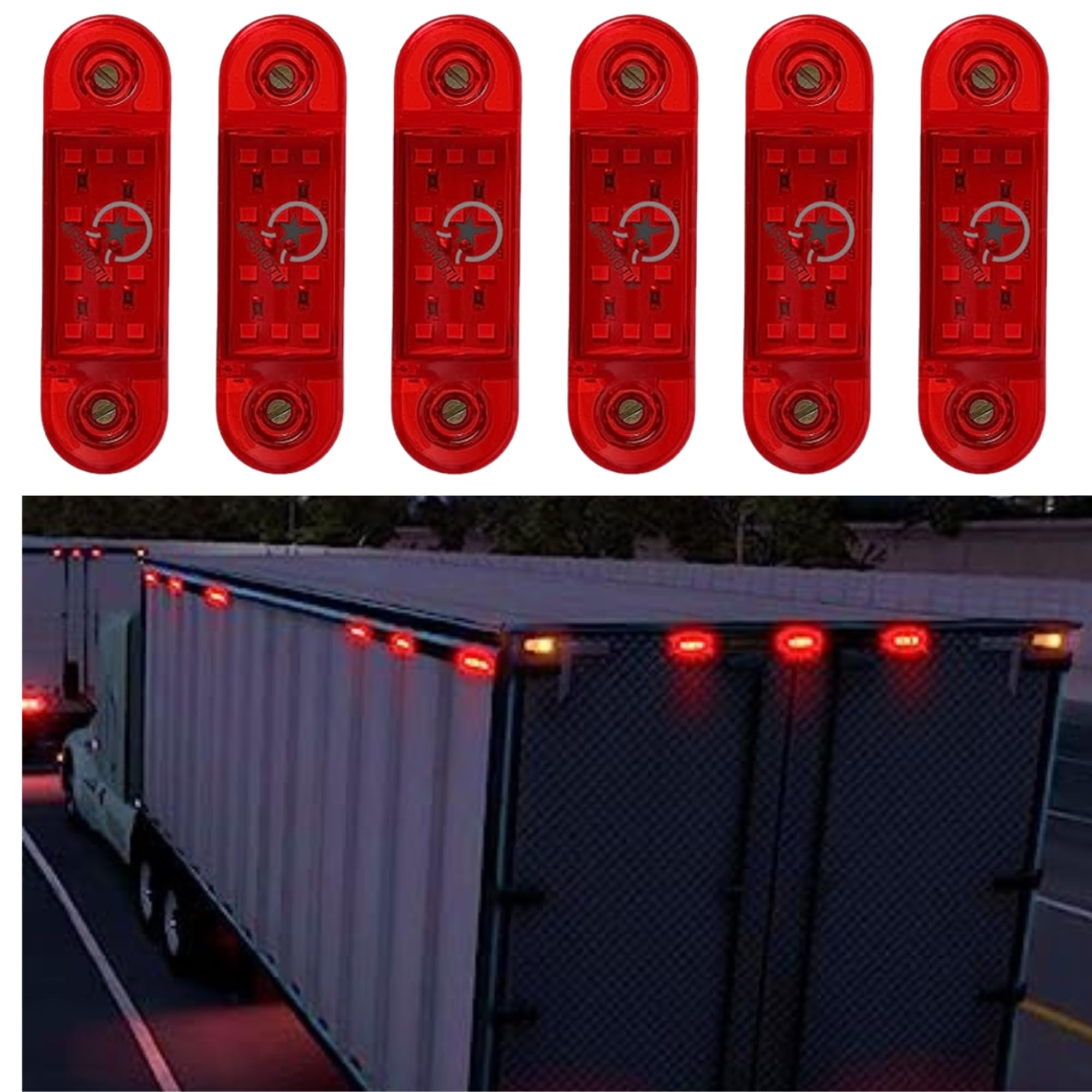 Luce di posizione laterale a LED per autocarri pesanti Luci di posizione a LED per rimorchio, 12V impermeabile rossa per semirimorchi cargo Liner luci di posizione (confezione da 6) (rosso)