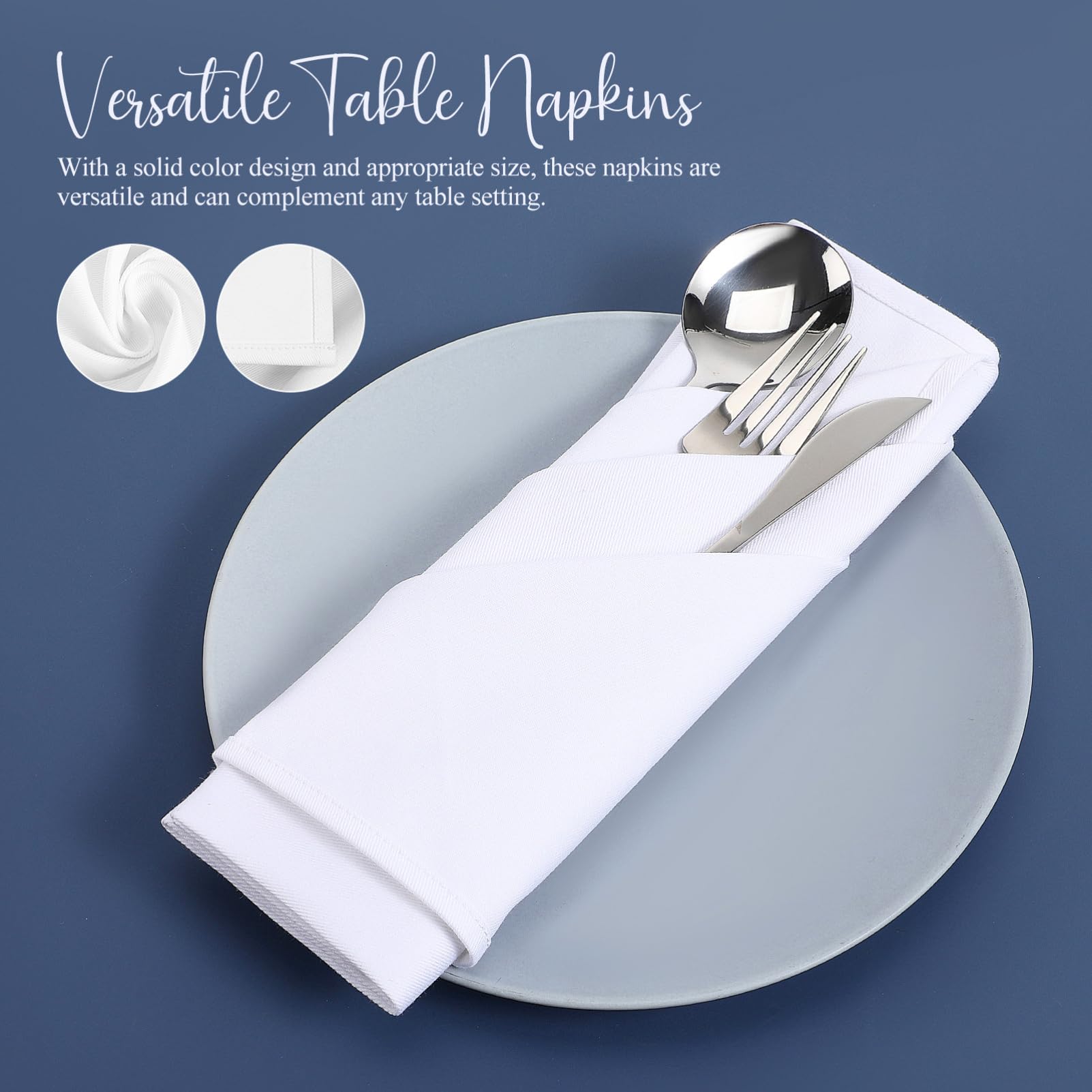 ibasenice 5pièces Serviettes De Table Coton Blanc De Serviettes Carrées pour Dîner Mariage Et Événements Absorbantes Et Élégantes pour Décoration De Table Raffinée