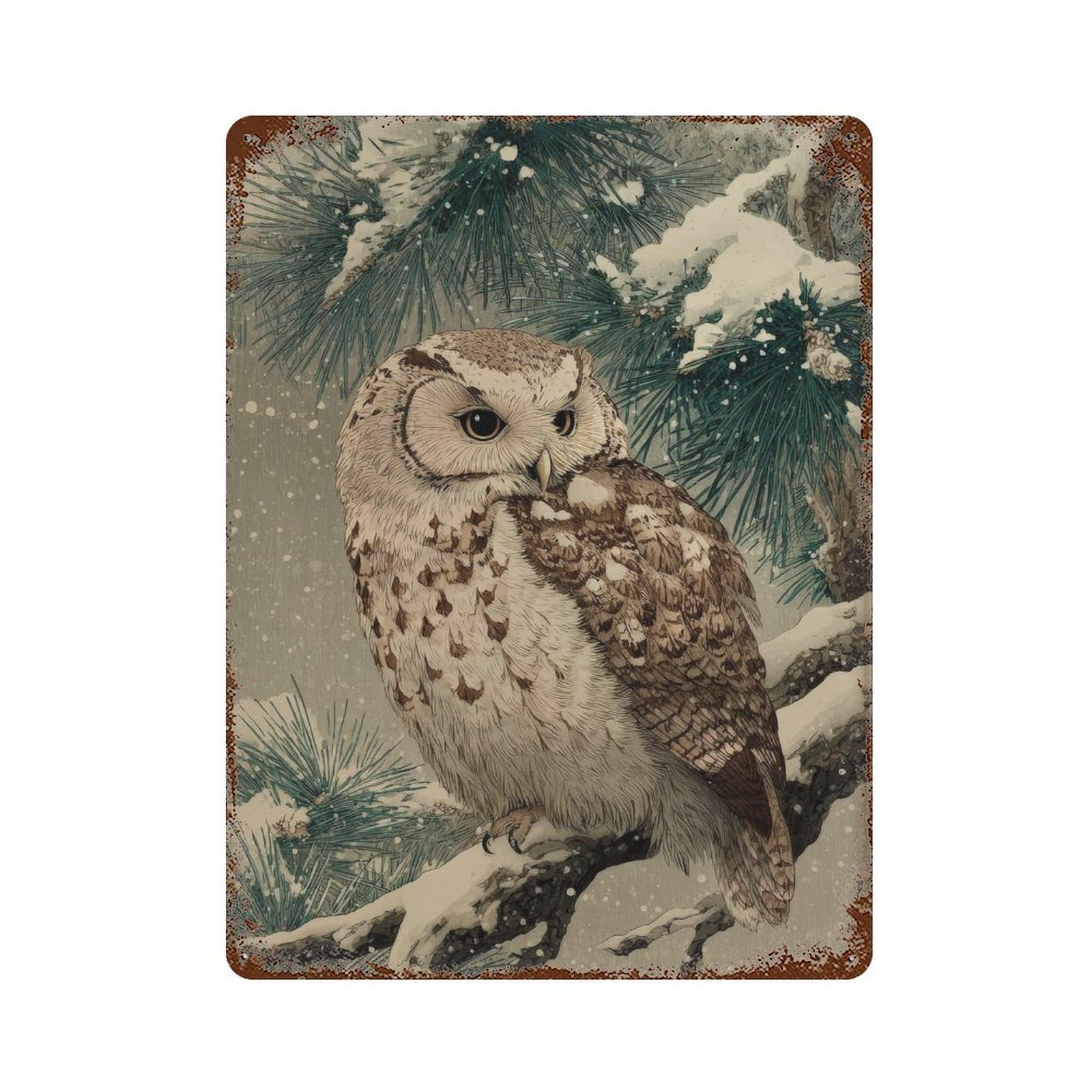 xiaoxiaoshen Snowy Owl. Classic Japanese Ukiyo Wall Decor Art Metal Tin Poster Modern Home Decor Art Home Bar Shop Decorations Vintage Sign 40x30cm