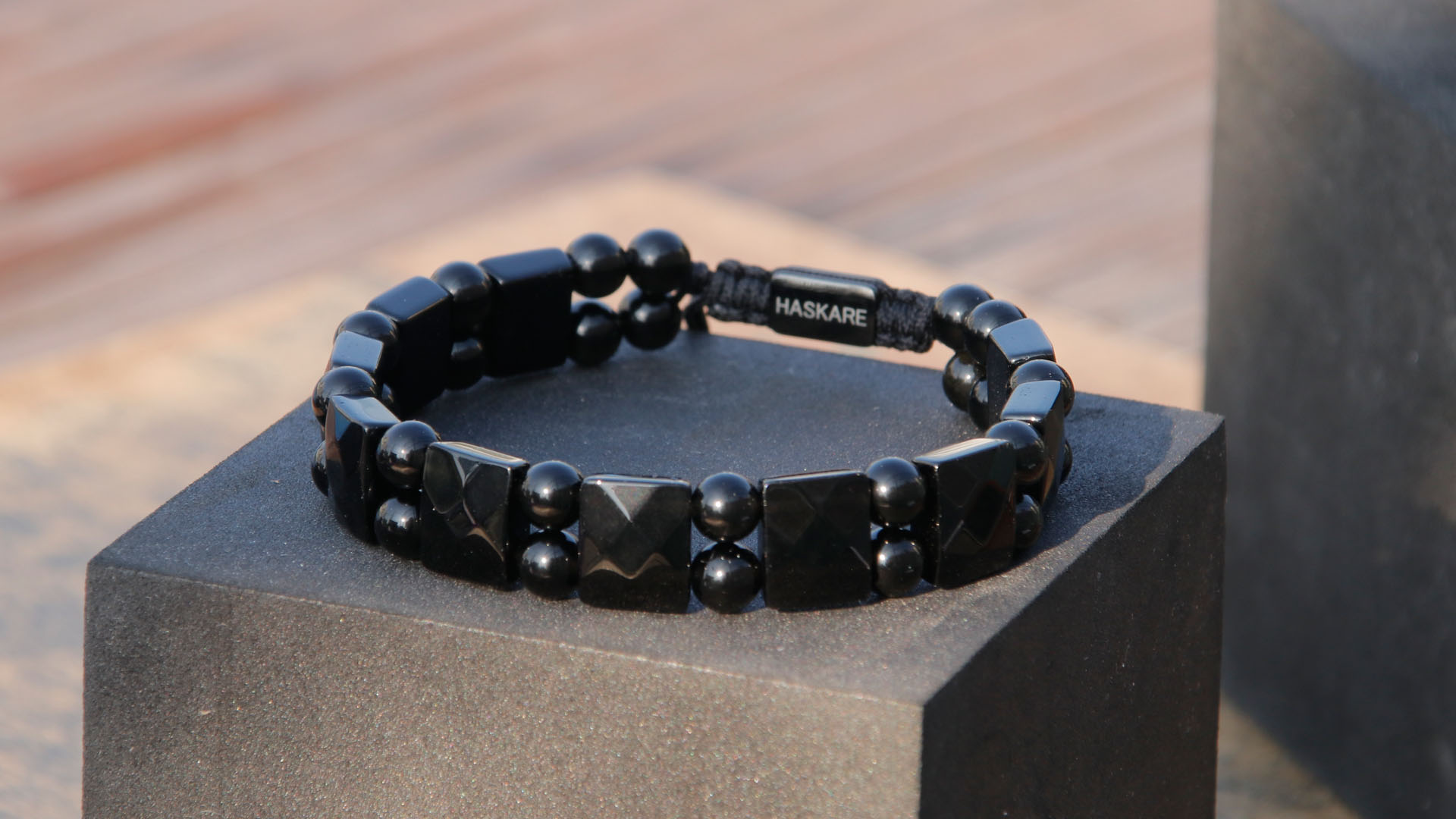 Pulsera masculina de obsidiana natural HASKARE miniatura 7