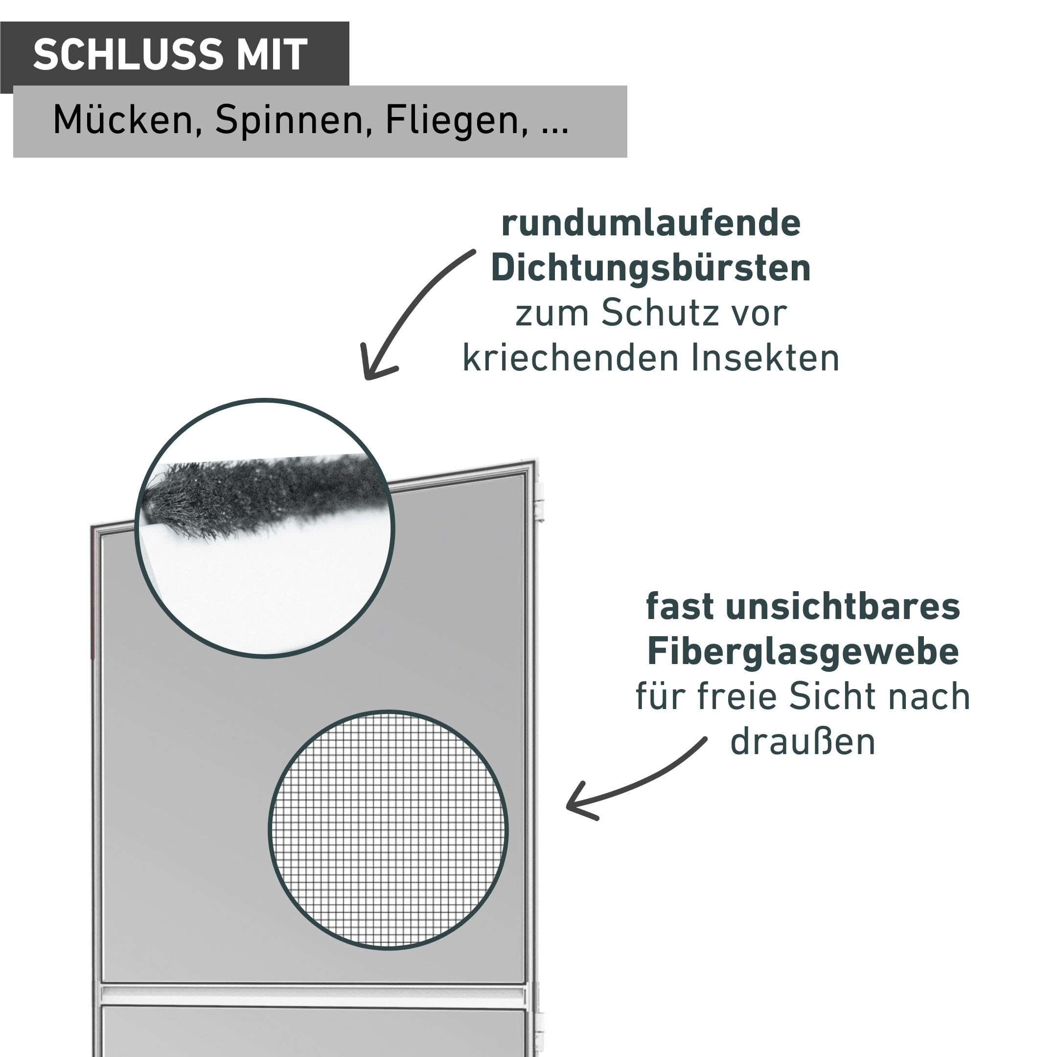 Windhager Insektenschutz Spannrahmen-Tür Expert Fliegengitter Alurahmen für Türen, 100 x 210 cm, weiß