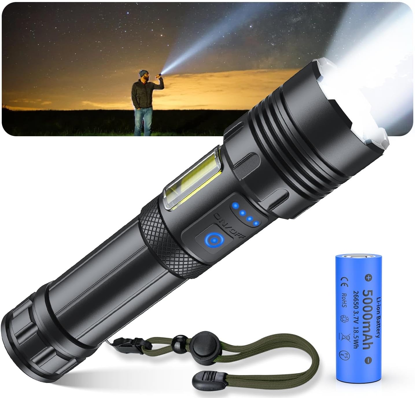 Amazon.co.jp: Lepro LED懐中電灯 フラッシュライト ハンディライト 強力 軍用 【LE2050/高輝度/18650と単四 ...