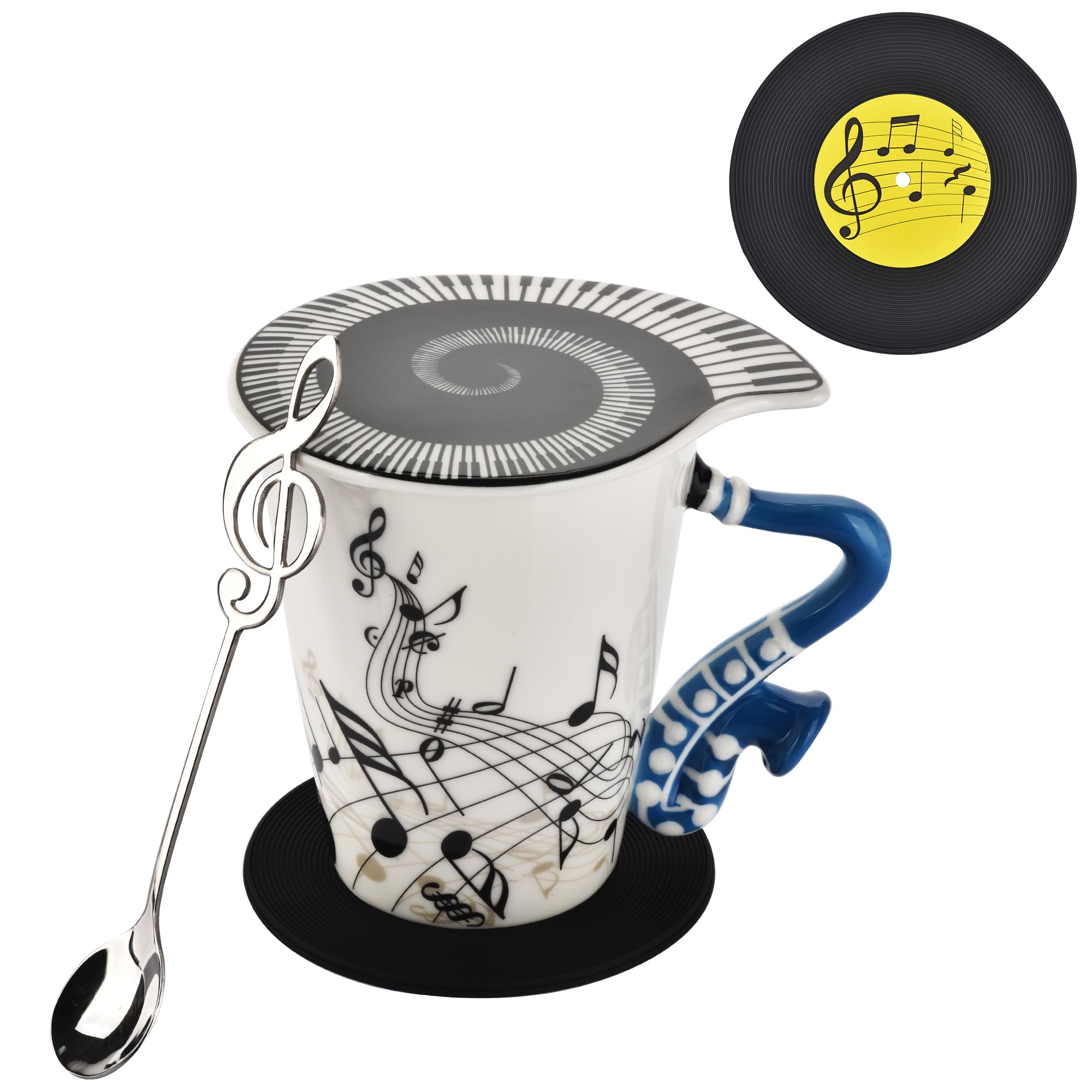 Fornasetti Strumenti Musicali カップ&ソーサー Amazon.com: 12.9 oz Saxophone Novelty Mug Unique Musical Note