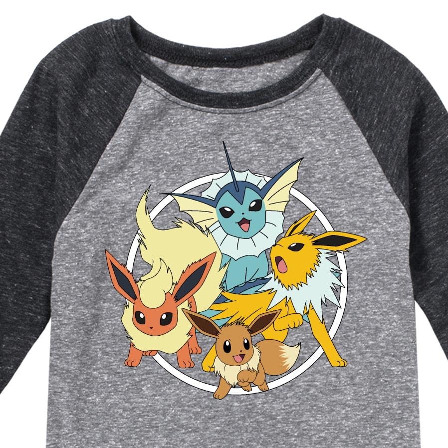 HYBRID APPAREL - Pokémon Eevee Group - Kids Raglan Graphic T-Shirt3