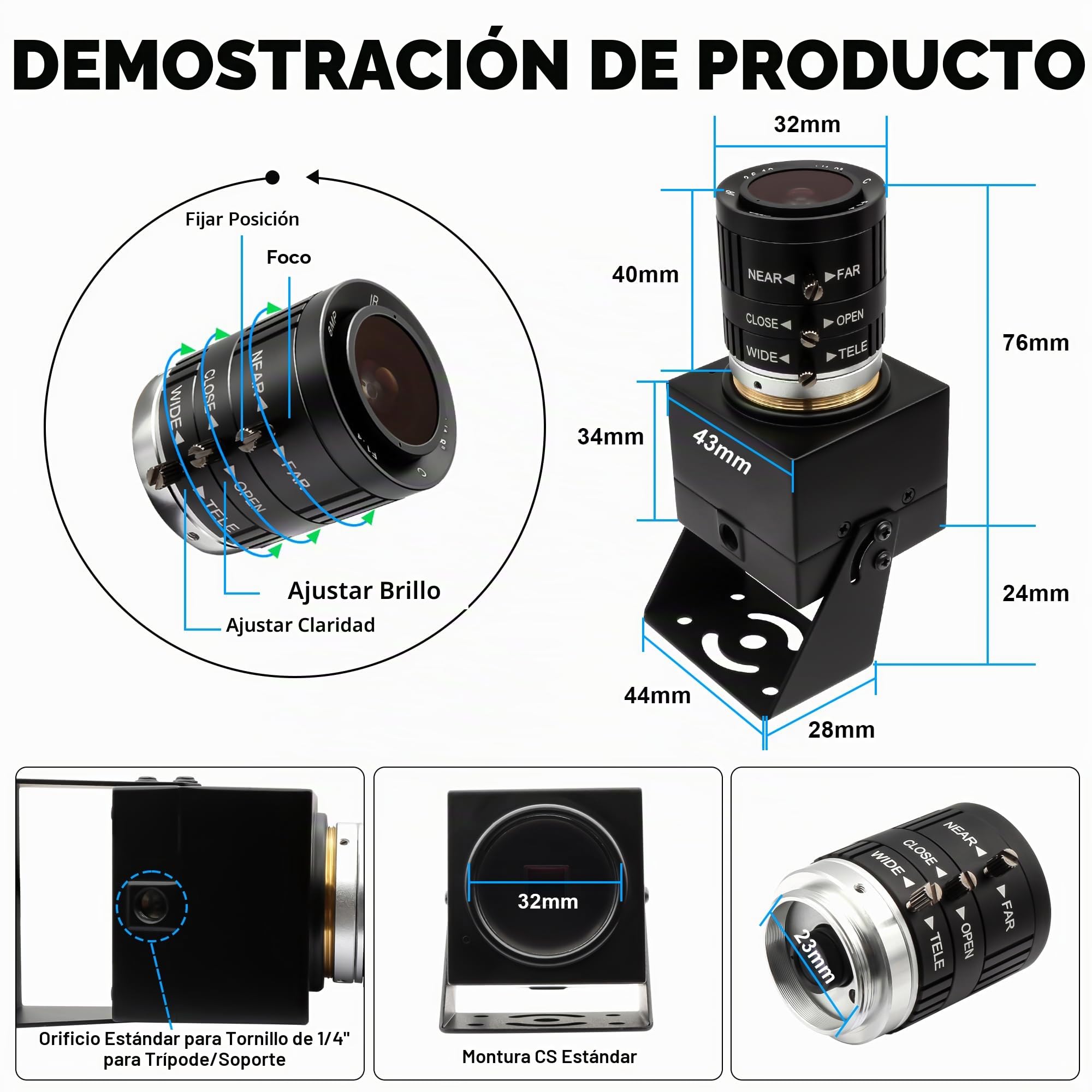 ELP Cámara USB 4K 120fps - Cámara de alta velocidad 12MP con zoom óptico manual 3x - para Golf, Raspberry Pi, Windows, Linux, Mac OS