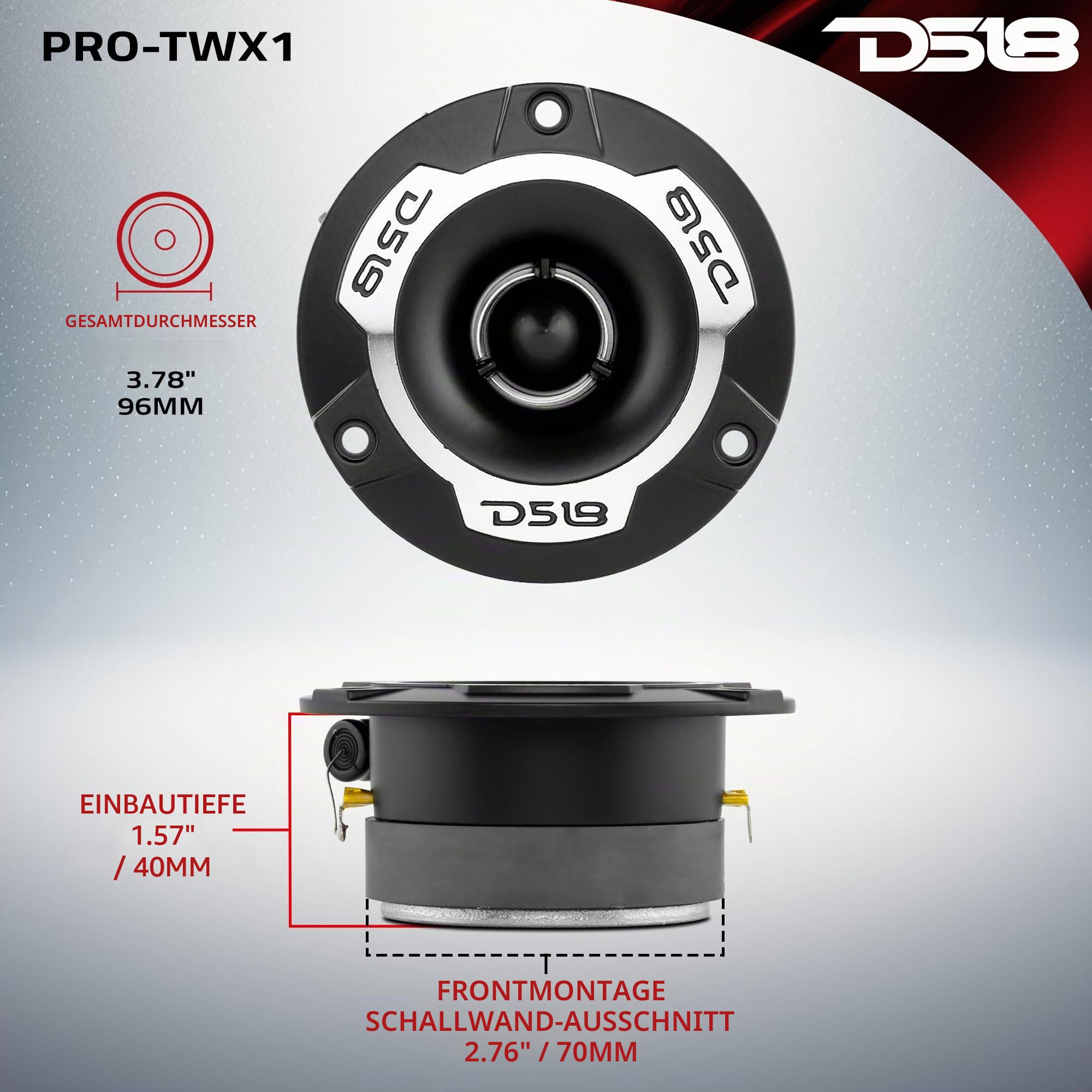 DS18 Auto Audio Hochtöner 240 Watt 1 Zoll 4 Ohm Super Bullet PRO-TWX1 Paar