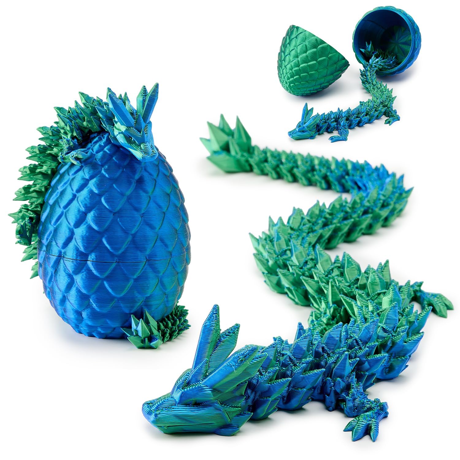 3D-Printed Dragon Egg Sculpture—Easter Magic Dragon Egg Home Decor, Exclusive Fantasy Gift for Collectors, Desktop and Wall Ornament，Green