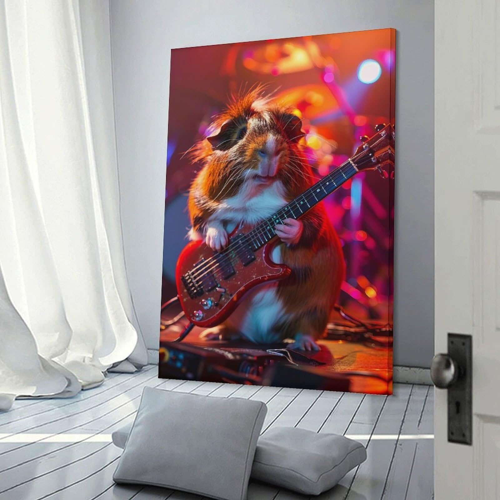 Junmoney Room Decor Wall Art Guinea Pig Rock, 24x36inch(60x90cm), for Flats, Guest Rooms Or Compact Rooms, Wall Decor with Flexible Room Appeal