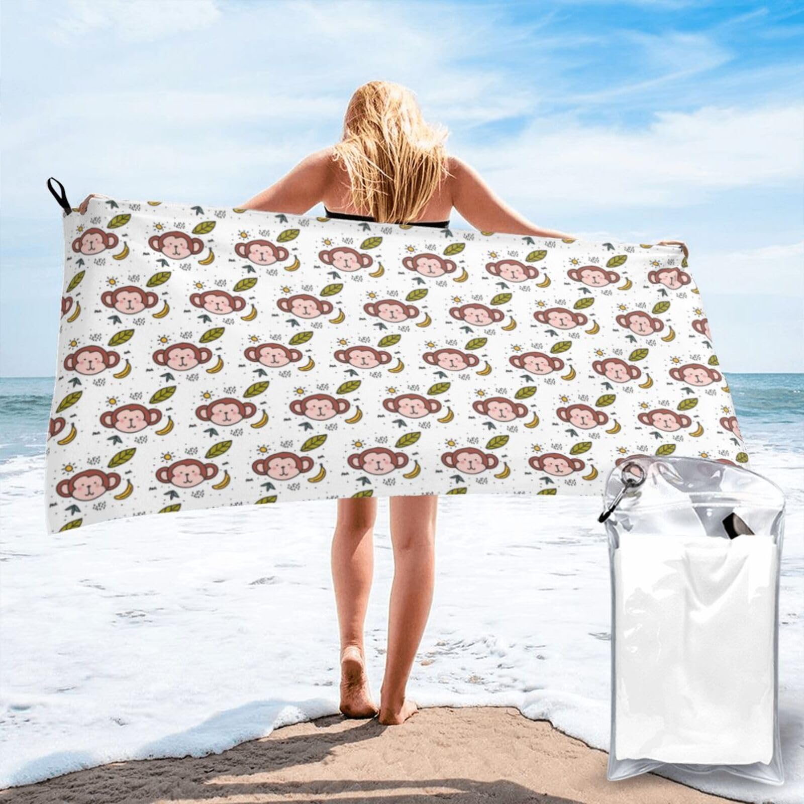 Serviette de bain surdimensionnée singe 80x160 cm microfibre
