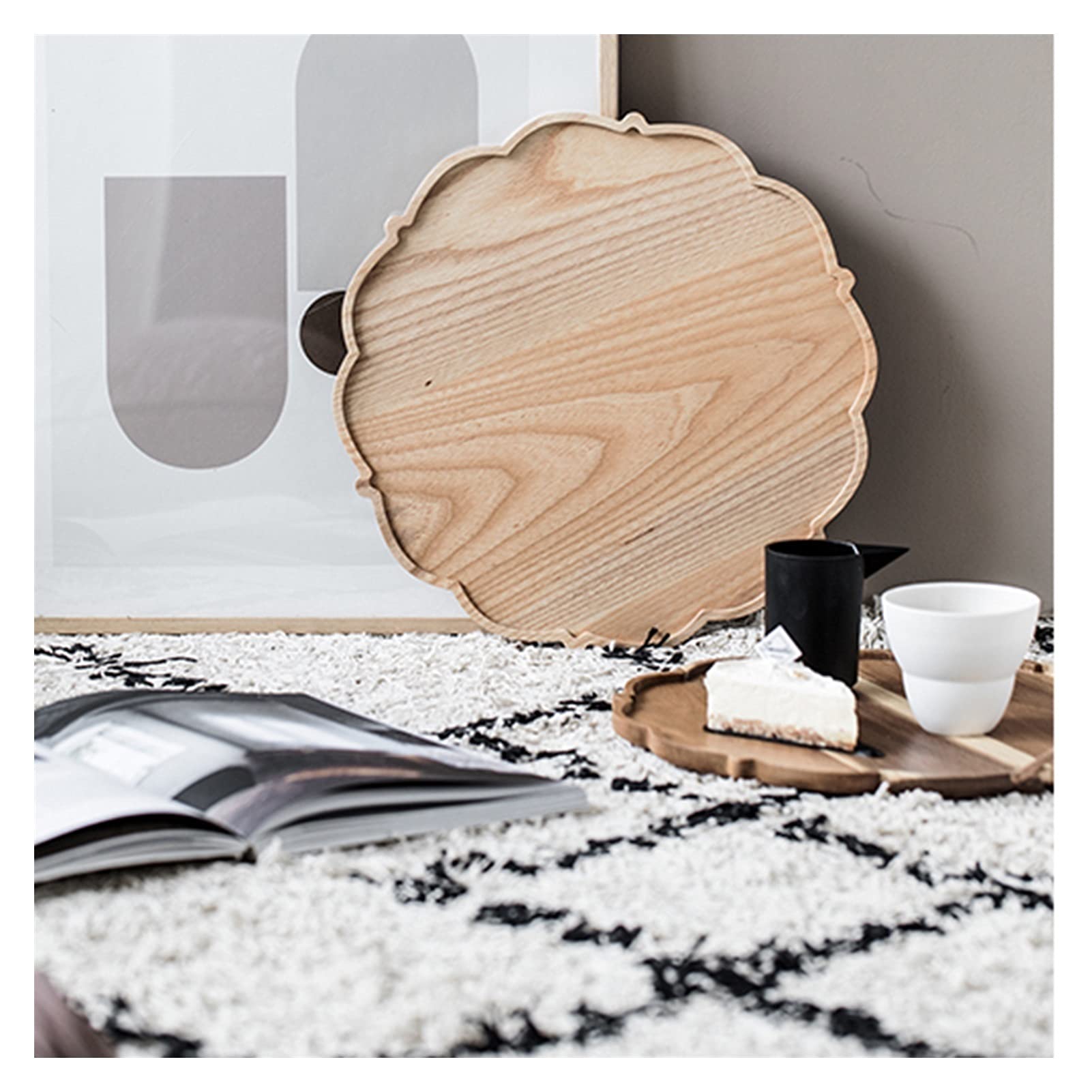 Bandeja Bandeja de Servir y Plato, Placa de Madera en Forma de Flor Bandeja de bocadillos, Bandeja de Desayuno, decoración de la casa de Campo con Estilo Sirviendo Platos Bandejas para Servir Comida