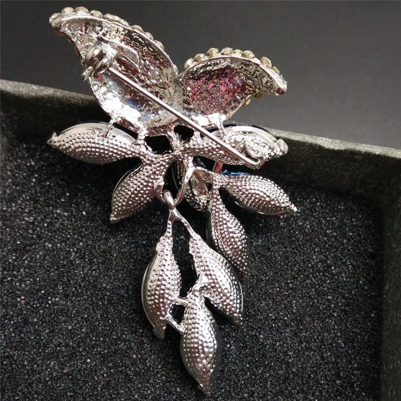 Big Crystal Flower Grape Brooch Pin – Large Rhinestone Brooch For Wedding, Dress, Coat & Corsage - View #3