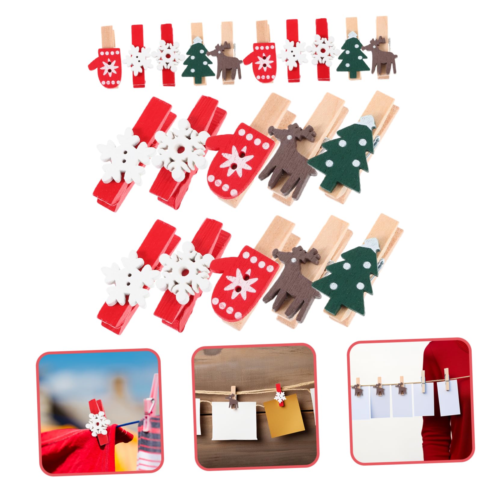 Alipis 500 STK Cartoon-Fotoclips Weihnachts-Memo-Clips Schneeflocken-Fotoclips Dekorative Fotoclips weihnachtsbasteln Weihnachts basteln kleine Fotoklammern Mini-Weihnachtsholzclips Eisen
