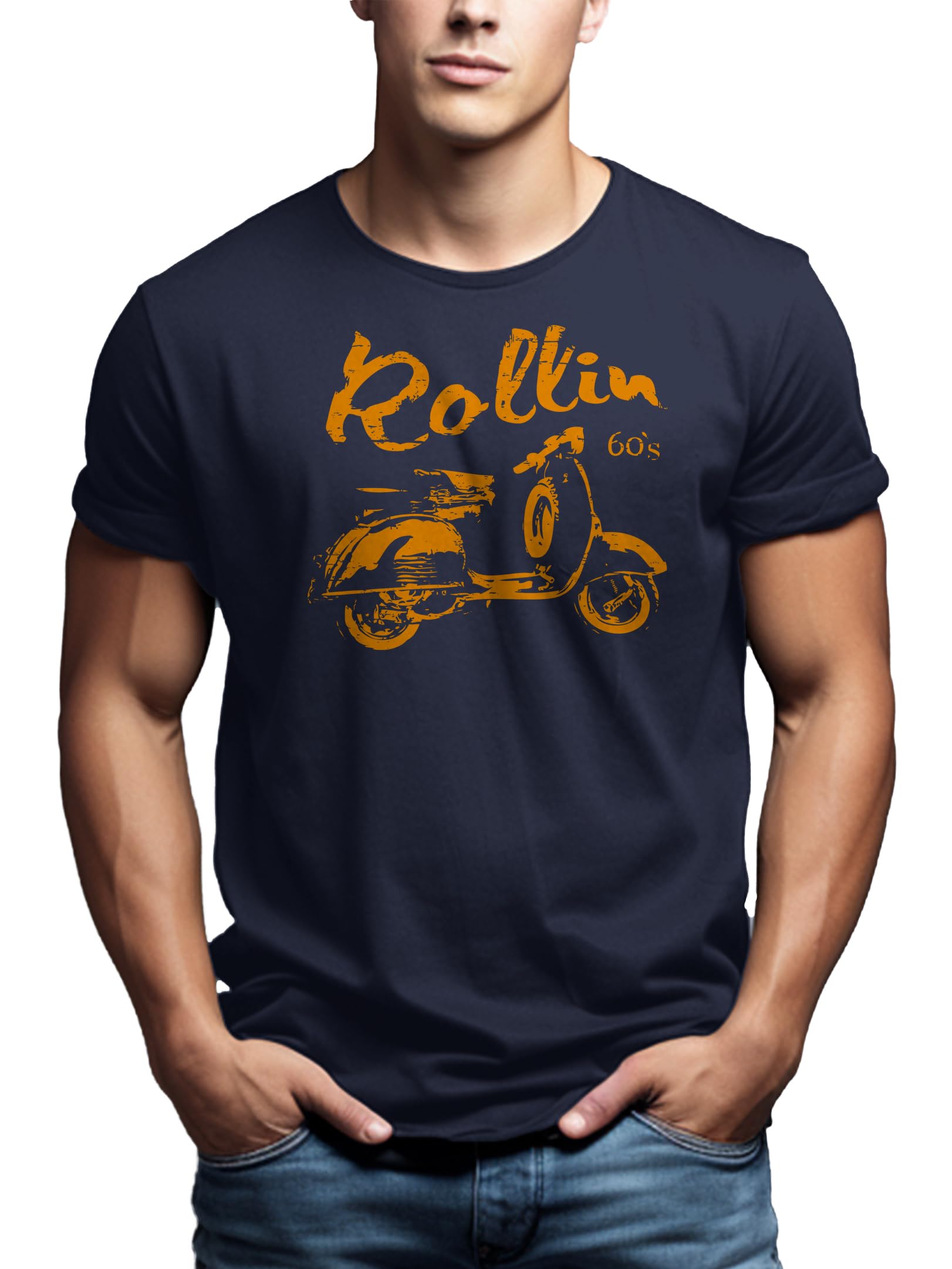 MAKAYA T-Shirt Vintage Moto Motociclisti Biker - Rollin 60`s