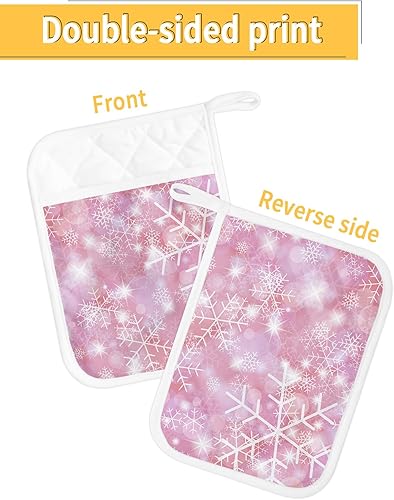 Miniatura 9 de Golden Snowflake 2Pcs Pot Holders for Kitchen, Non Slip & Heat Insulation Terry Cloth Potholder Set with Pocket, Thick Hot Pad Oven Mitts Trivet