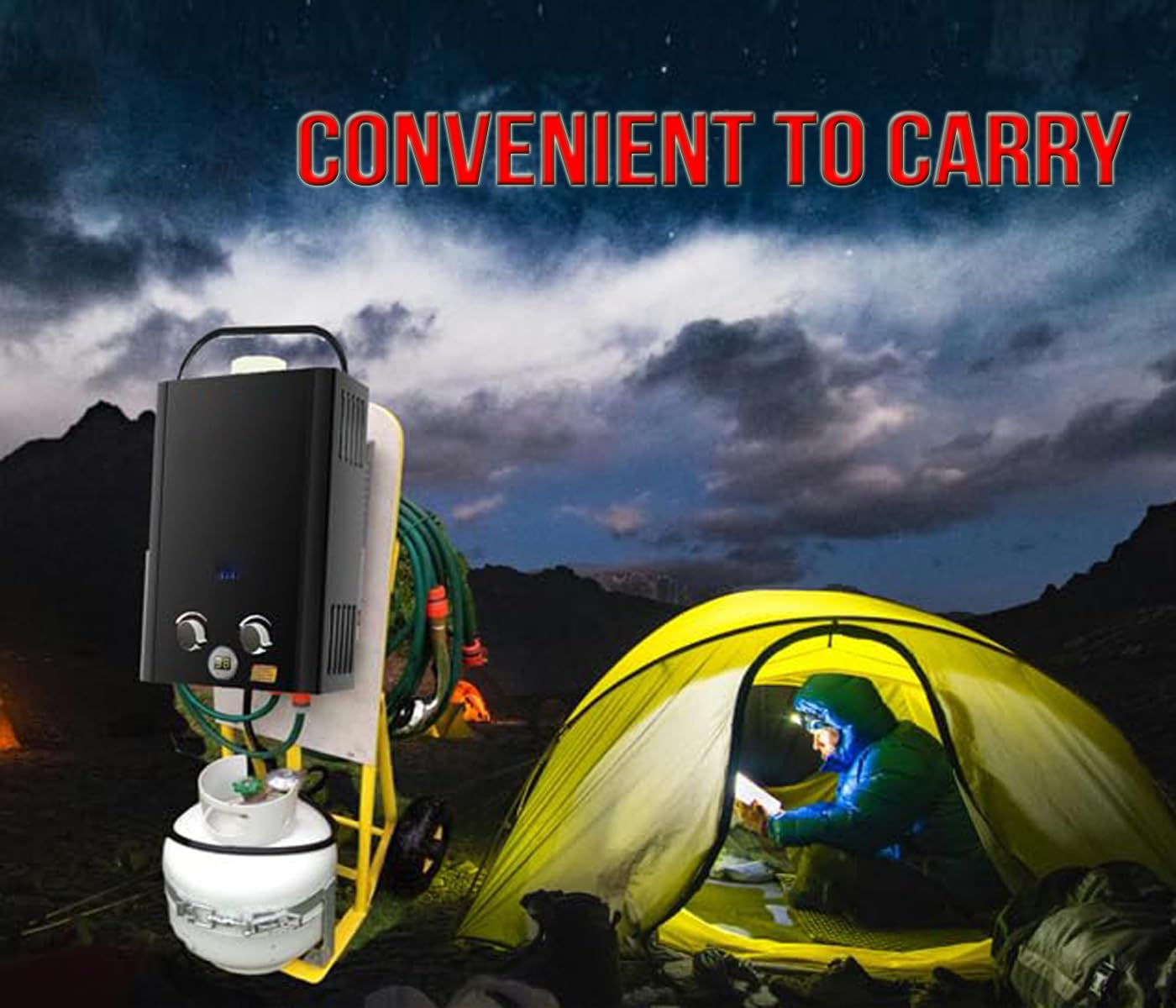 Chauffe-eau portable sans réservoir à gaz propane 6 l Affichage numérique Protection contre la surchauffe pour camping-car Facile à installer pour animaux domestiques