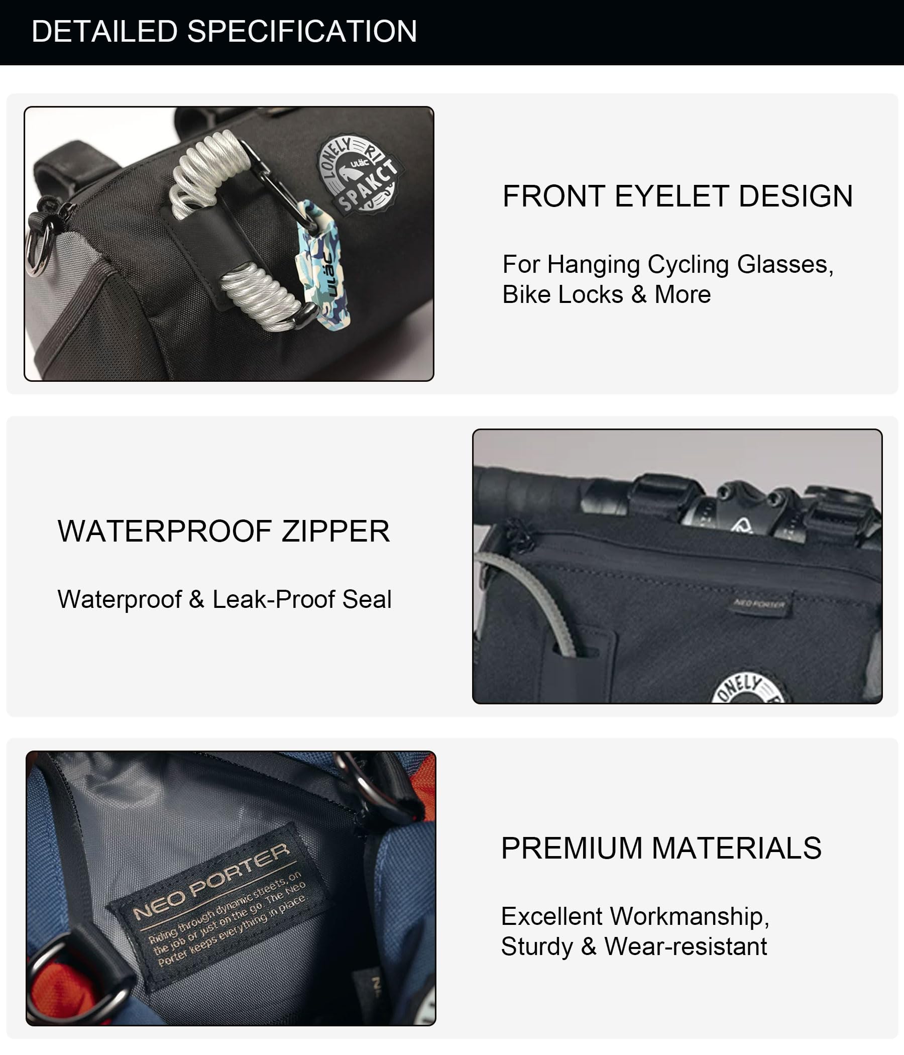 Bolsa para manillar de bicicleta, práctica bolsa de almacenamiento para manillar de bicicleta con correa para el hombro, bolsa de barril para bicicleta de montaña pequeña (negro, 1,5 L)