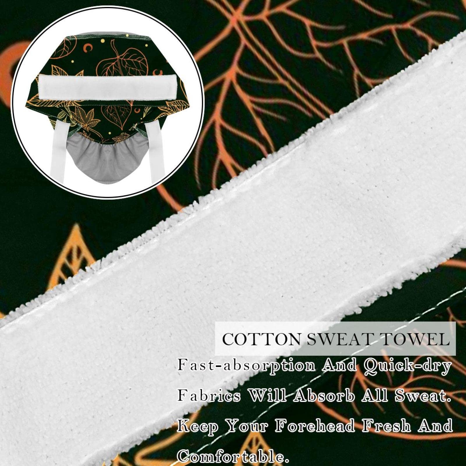 IROLSKDNFH 2 Pcs Women’s Working Caps with Button Autumn Maple Leaves Pattern Dark Green Long Hair Cover Ribbon Lace-Up Hat