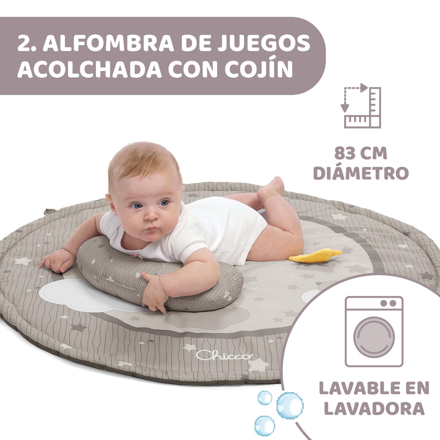 Chicco Enjoy Colours, Gimnasio para Bebés 3en1 Rosa, Juguete Multifunción Electrónico con Alfombra de Juegos, Estrella Proyector, Luz Nocturna Extraíble y Música Relajante – Juguetes Bebé 0+ Meses