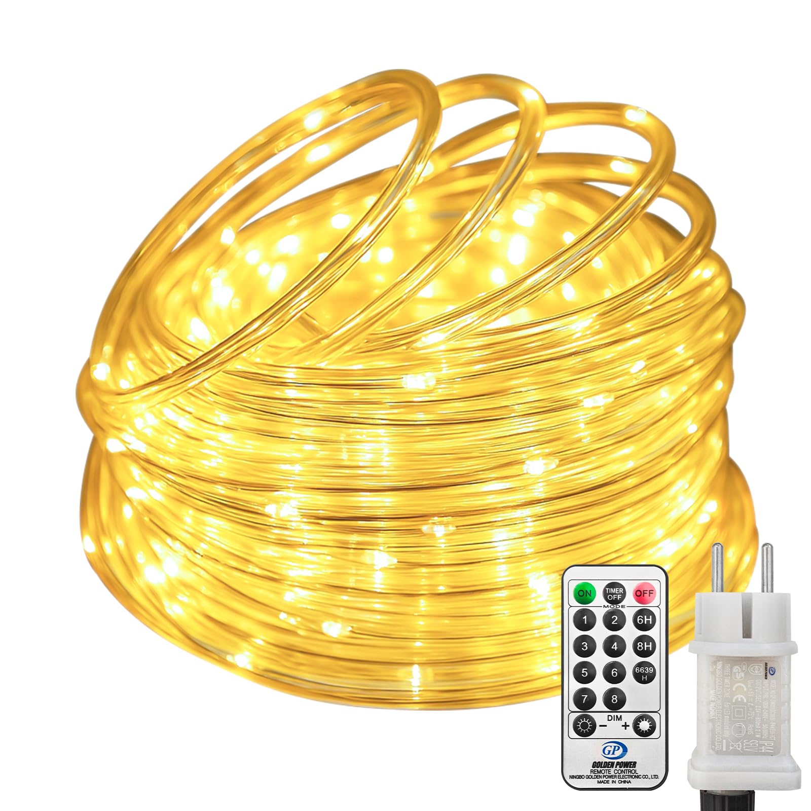 btfarm Lichterschlauch Aussen mit Fernbedienung, 10M 100 LED Schlauch Outdoor mit Timer Lichtschlauch Außen mit Stecker IP65 Wasserdicht, Lichterkette Außen Dimmbar für Garten Terrasse Zaun Hof Deko