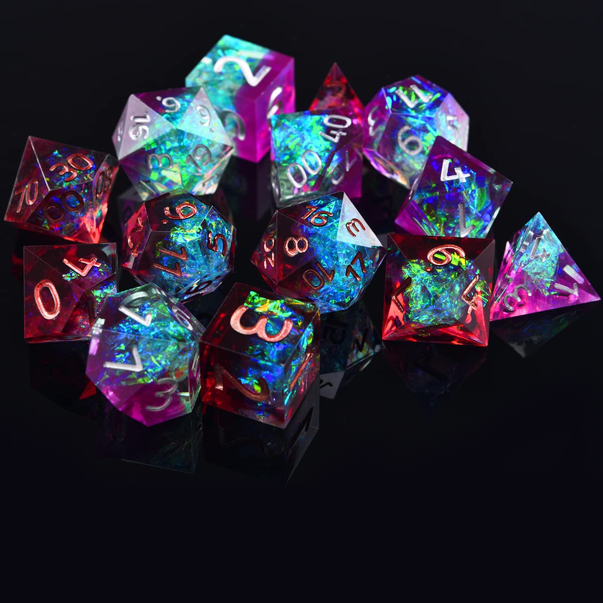 Würfelharz Polyedrale Schillern Dazzle Dice Set Für Tischspiele Rpg Dice Set/Purple Blue