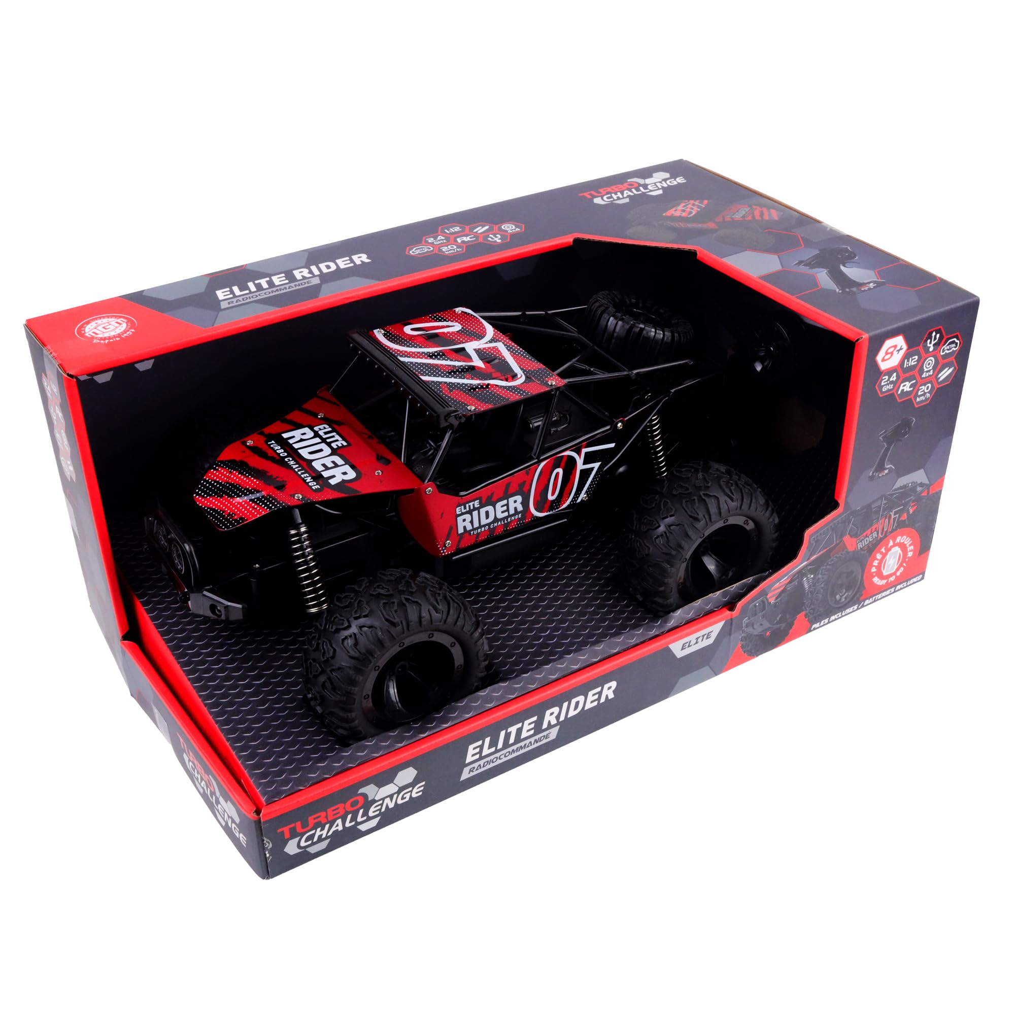TURBO CHALLENGE - Avventura con il Buggy - Elite - 094862LR - Auto Telecomandata - Rossa - 1/14 - Pronta all'Uso - Batteria Ricaricabile e Batterie Incluse - Metallo - A Partire dai 8 anni