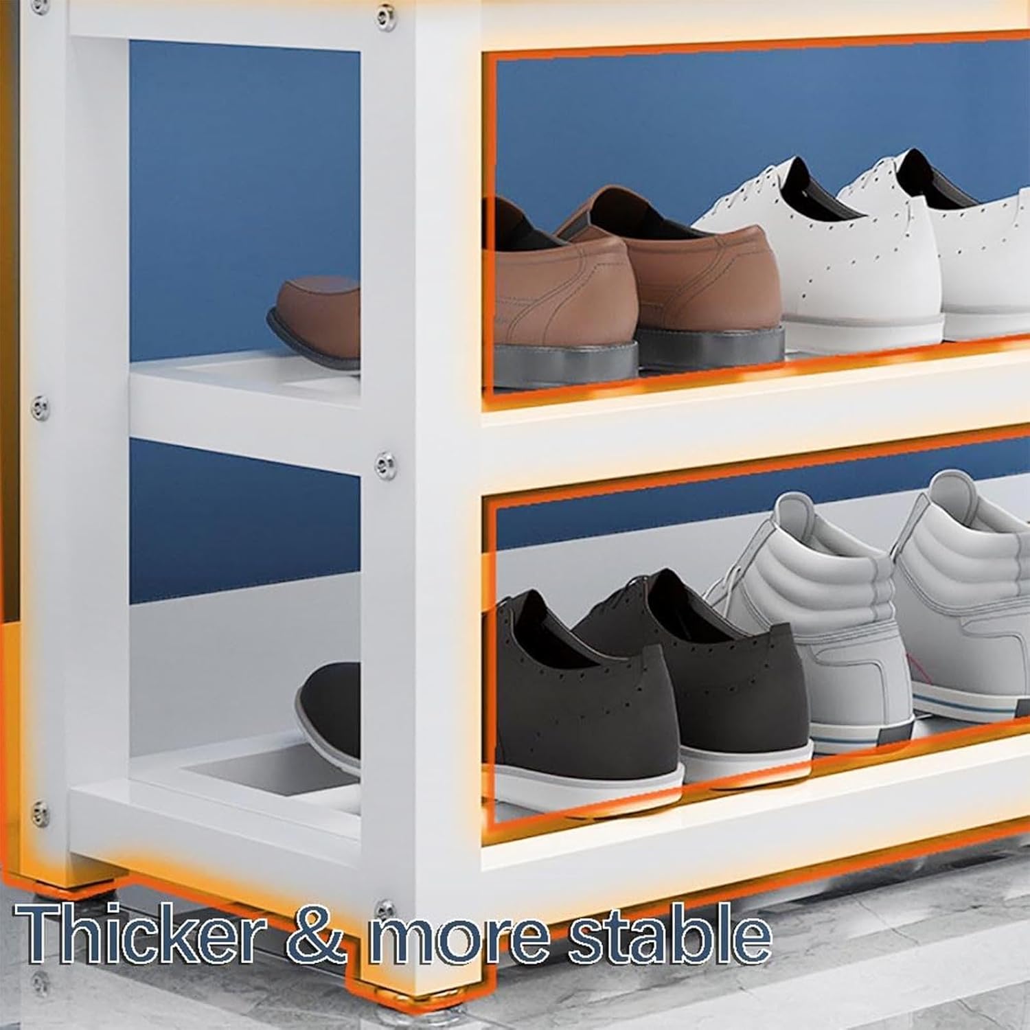 Hall Tree Bench with Shoe Storage and Metal Frame Freestanding Wooden Coat Rack for Home Office Bedroom Living Room