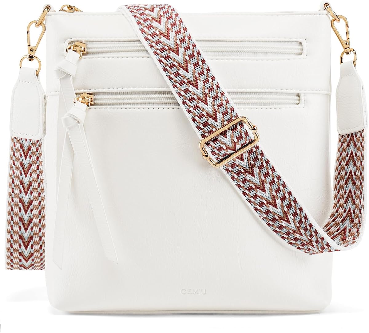 GEMIU Medium Cross Body Bag for Woman Crossbody Purses for Women Travel | Multi Pocket , Wide Guitar Straps,Soft Vegan Leather,lightweight,Tassel Zipper for Summer Work & Holiday