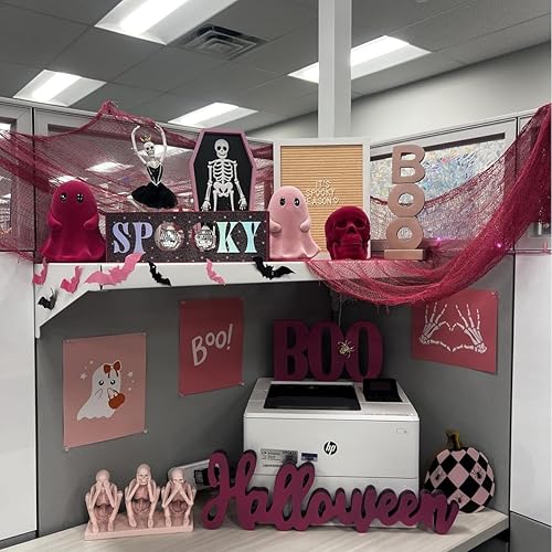 Miniatura 32 de Juego de 5 telas de gasa espeluznante de Halloween, para interiores y exteriores, decoración de tapiz de gasa de Halloween, decoraciones Negro