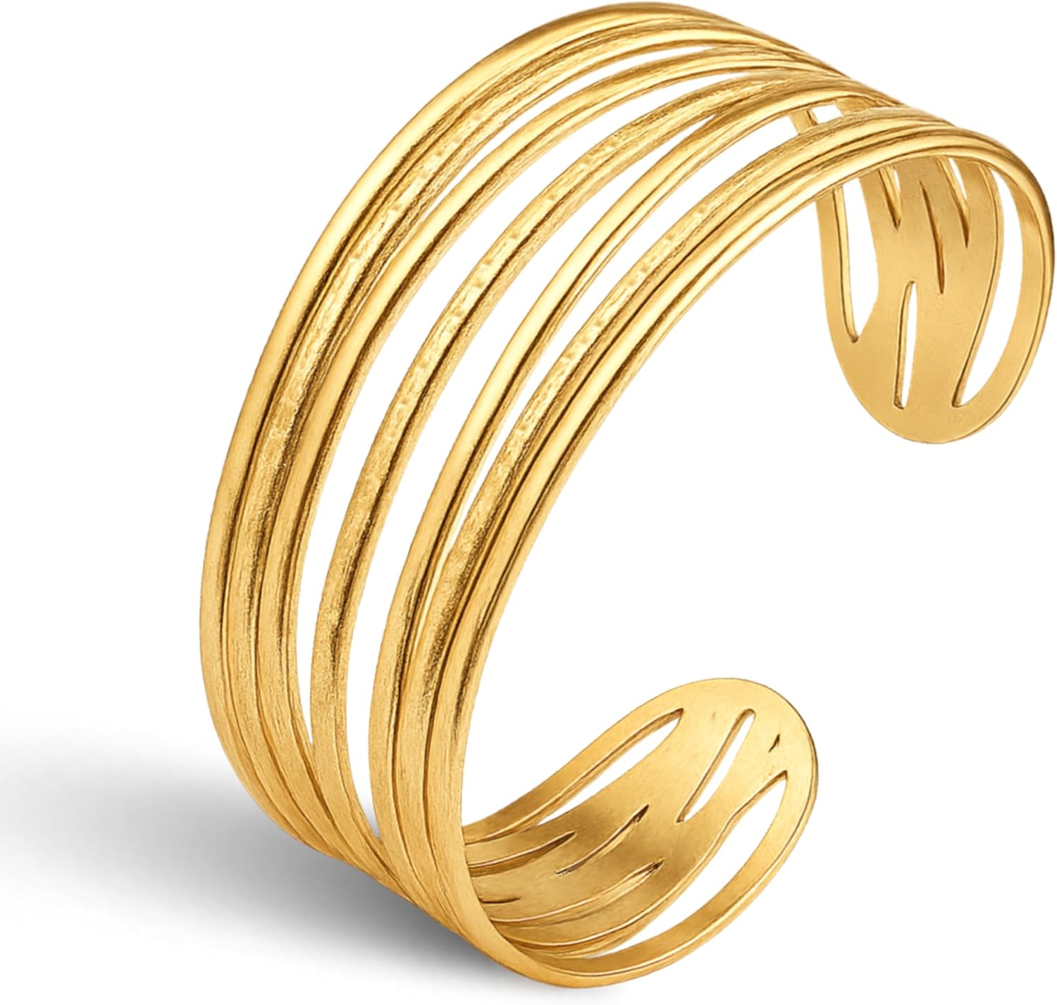 18K Gold Plated Wide Cuff Bracelet for Women with Hammered Finish, Chunky Multi-Layer Cross Wire Open Bangle Adjustable Thick Gold Plated Jewelry Wide Vintage Costume Bangle Bracelets for Daughter Granddaughter Mom Sister Mothers Day Valentine Gift