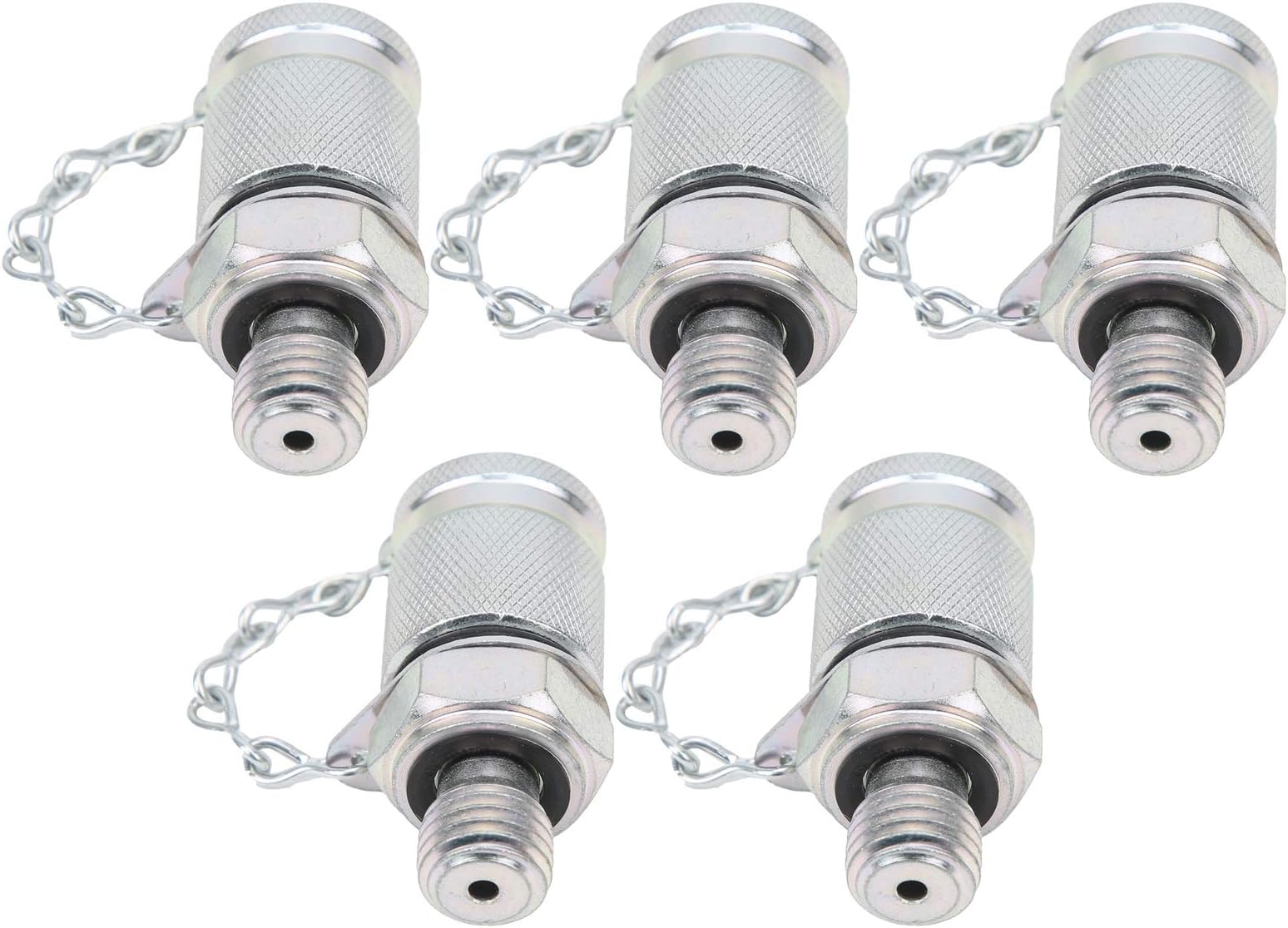 5Pcs Hydraulic Testing Adapter Thread Test Coupling Connectors High Pressure Measuring PTPPTM12 x 1 5 Carbon Steel Galvanized for Systems Detection Exhaust Oil Sampling with Reliable Sealing No Leakag