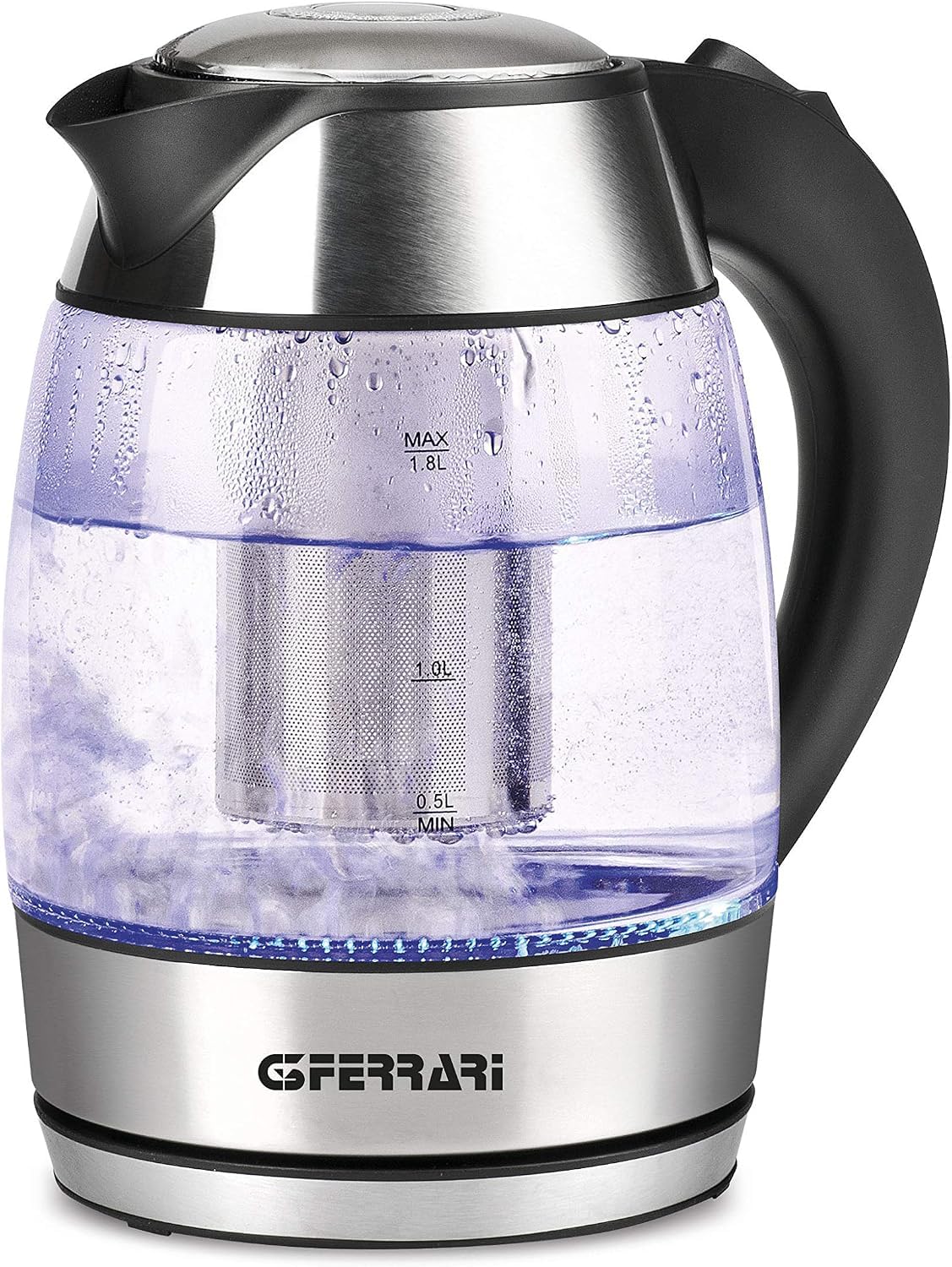 G3 Ferrari G10066 BolleBlu - Hervidor y tetera, 2200 W, 1,8 litros, vidrio, acero
