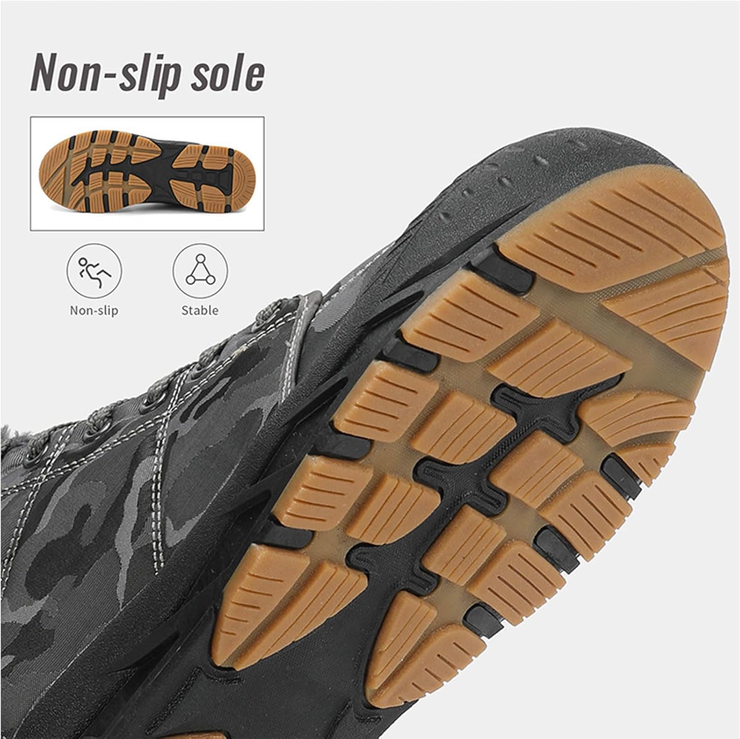 Men’s Winter Boots Fur Lined Snow Boots Anti-Slip Outdoor Lightweight Camping Backpacking Shoes for Trekking Walking