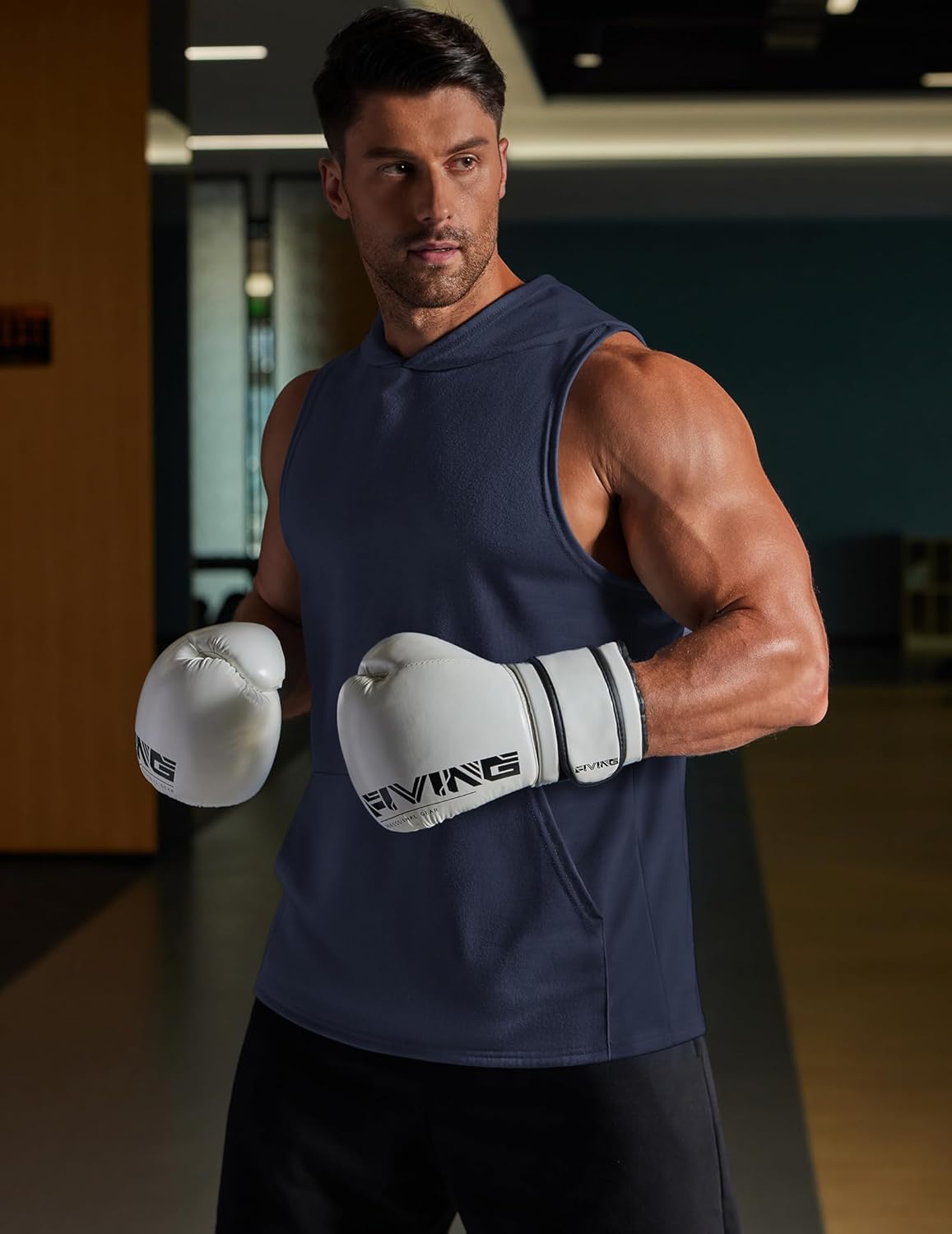 COOFANDY Men's 2 Pack Workout Hooded Tank Tops Bodybuilding Muscle Cut Off T Shirt Sleeveless Gym Hoodies - Image 3