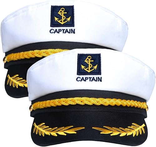 2 piezas de sombrero de estilo almirante marino marino  Gorra ajustable de marinero para barcos sombrero de capitán sombreros de fiesta divertidos
