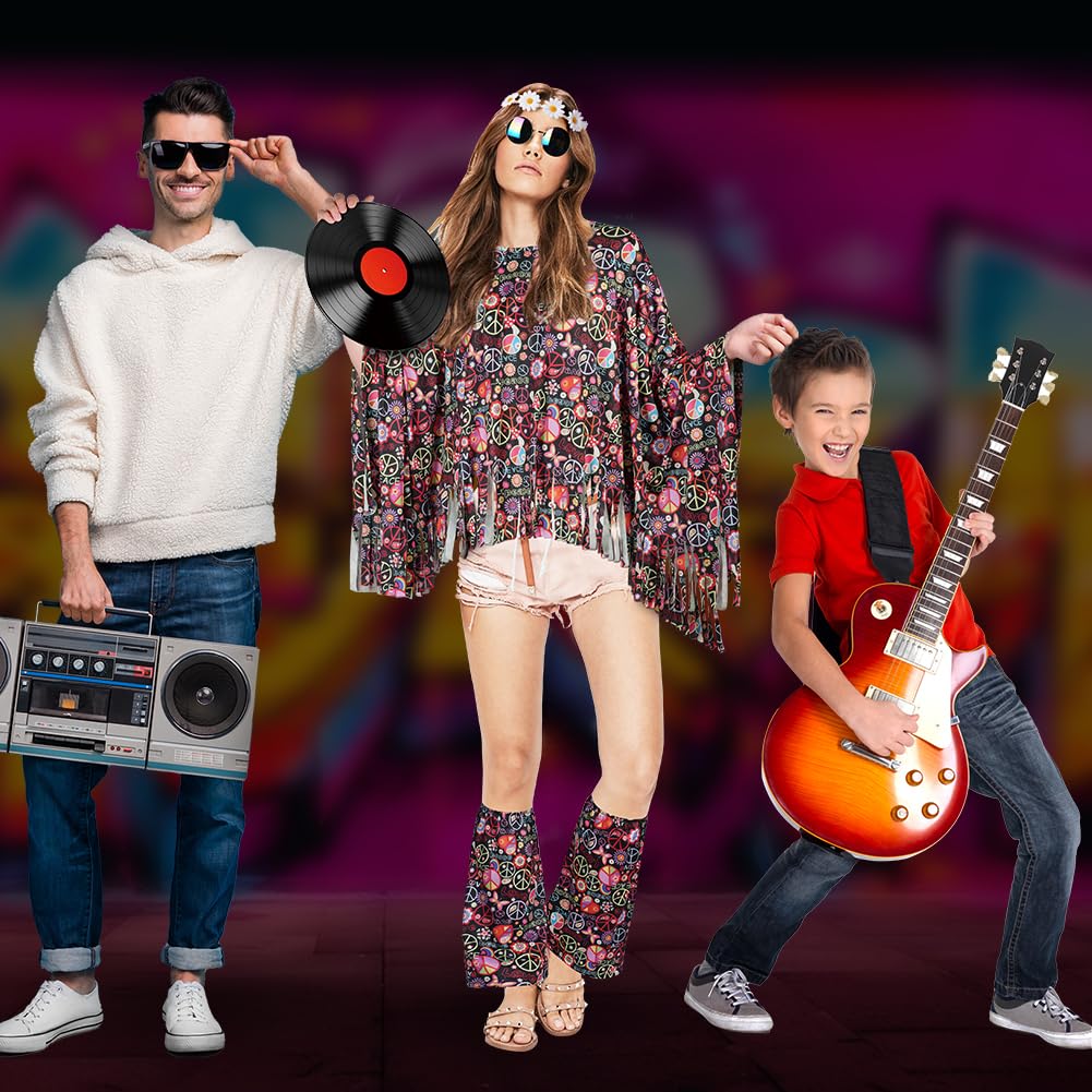 AOOWU Conjunto de Disfraz de Hippie para Mujer