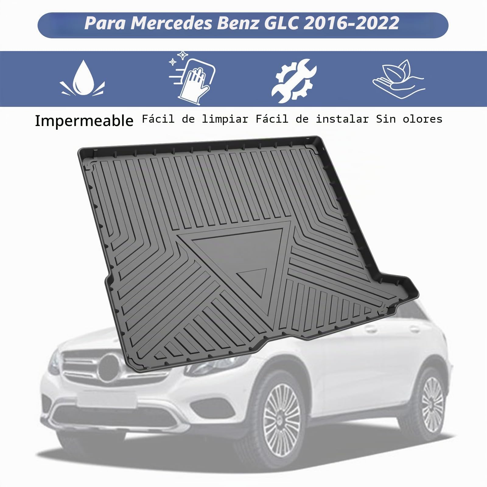 PSLER Coche Protección Impermeable Estera de Arranque de Bandeja de Equipaje para GLC 2016-2022(No Aplicable Copa Version)