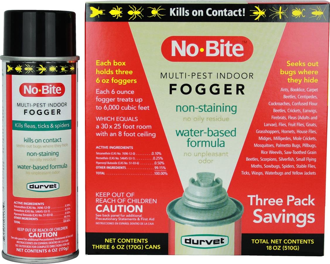 Durvet 011-1135 No-Bite Multi-Pest Indoor Fogger (3 Pack), 6 oz, Orange