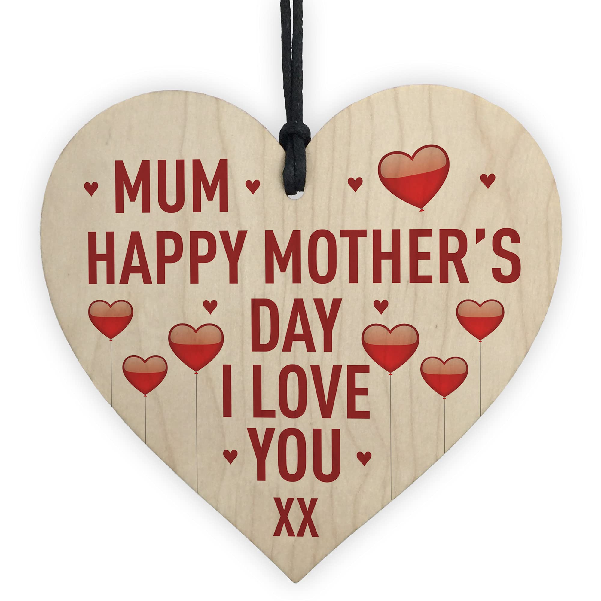 Red Ocean Happy Mothers Day Gift For Mum Novelty Wooden Heart Mum Mother's Day Gifts For Her