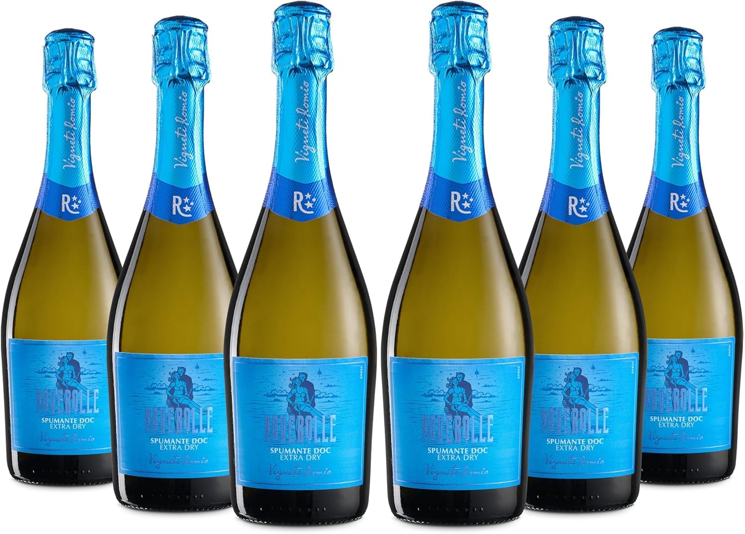 Vigneti Romio Trebbiano Vino Spumante Bianco Novebolle Romagna DOC, Gusto Fresco con Note Fruttate, 11.5% Vol, Confezione con 6 Bottiglie da 750 ml