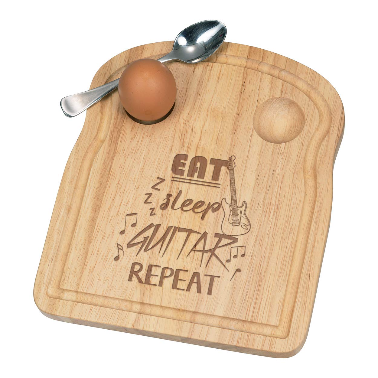 Eat Sleep Guitar Repeat Breakfast Dippy Egg Cup Board Wooden Easter
