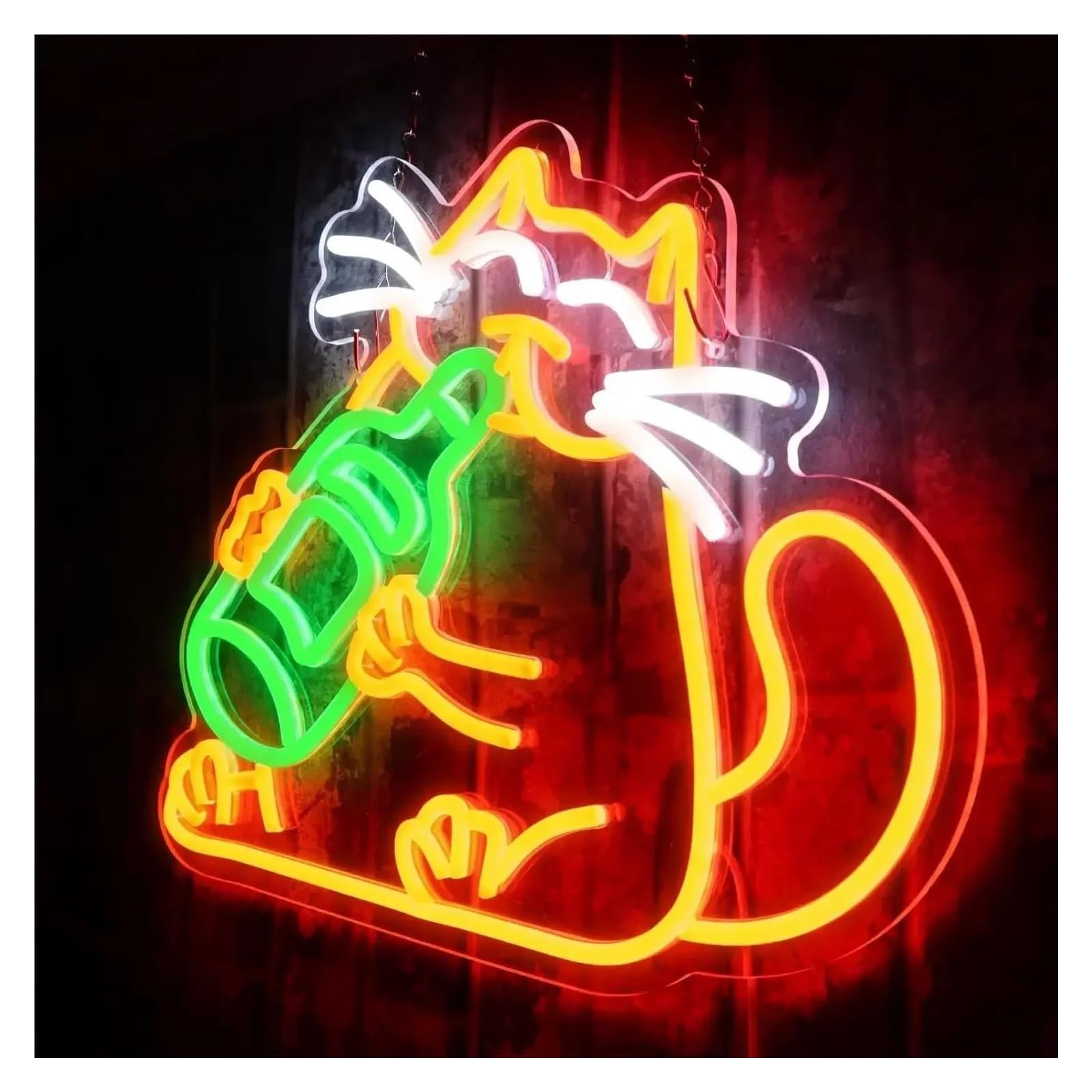 LEMST Signs Lamp Beer Cat Neon Sign USB Powered Neon Light for Bar Bedroom Living Room Store 37.5x30cm
