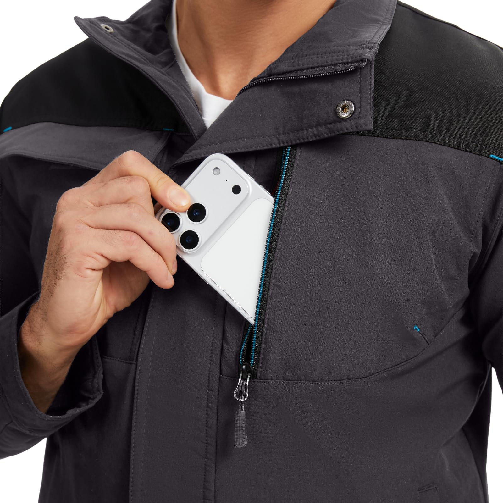 WORK IDEA Veste de travail stretch slim fit pour homme : stratégiquement renforcée, élégance professionnelle avec confort moderne