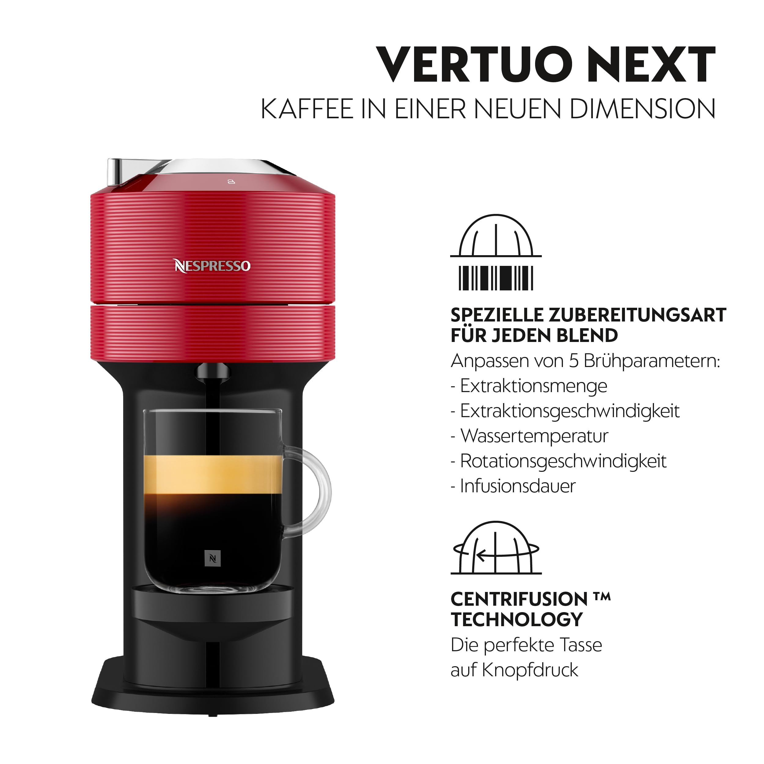 Nespresso Relove Vertuo Next Kaffeekapselmaschine Rot (Generalüberholt)