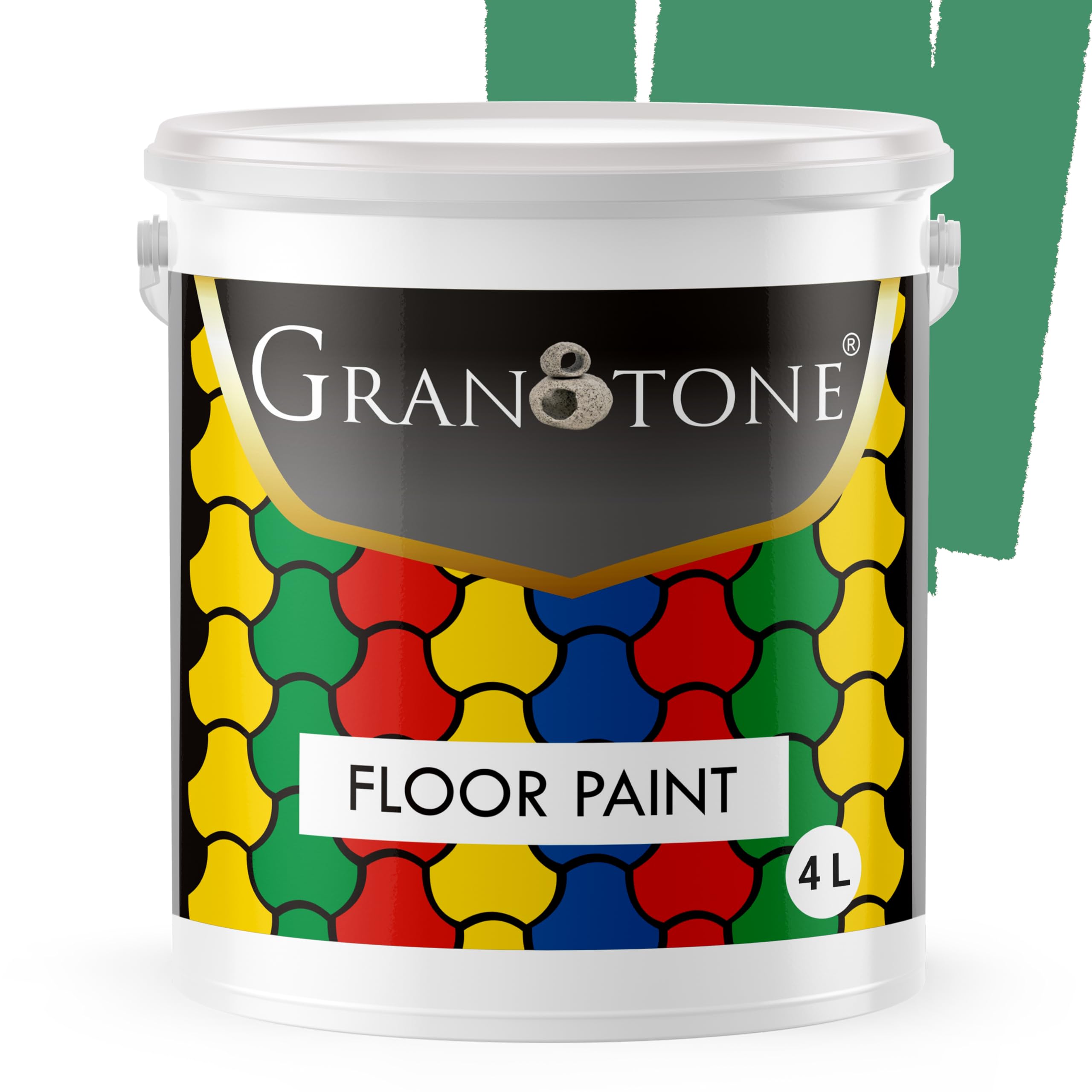 GRANOTONE Floor paint for cement floor and tiles, Polyurethane and Acrylic Polymer Based Concrete Sealer, Anti-Slip, Thick & Durable tile paint 4 L,Dark Green