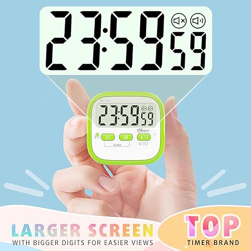 Miniatura 4 de Antonki Paquete de 2 temporizadores de aula para niños y profesores, temporizador digital de cocina magnético de cuenta regresiva para cocinar,